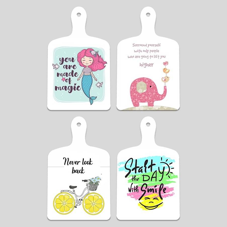 SAF Set of 4 MDF Paddle Board Wall Hangings | Positive Quotes & Cute Graphics for Kids Room or Nursery | Mermaid Elephant Bicycle Smile Theme Decorative Art Panels SAF Set of 4 MDF Paddle Board Wall Hangings | Positive Quotes & Cute Graphics for Kids Room or Nursery | Mermaid Elephant Bicycle Smile Theme Decorative Art Panels