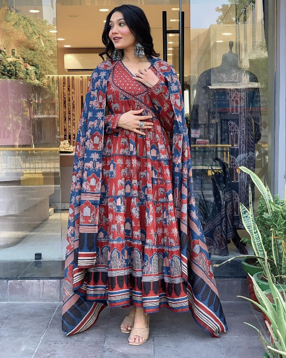 SRF JAIPR Women Cotton Printed Straight Kurti ( Maroon ) SRF JAIPR Women Cotton Printed Straight Kurti ( Maroon )