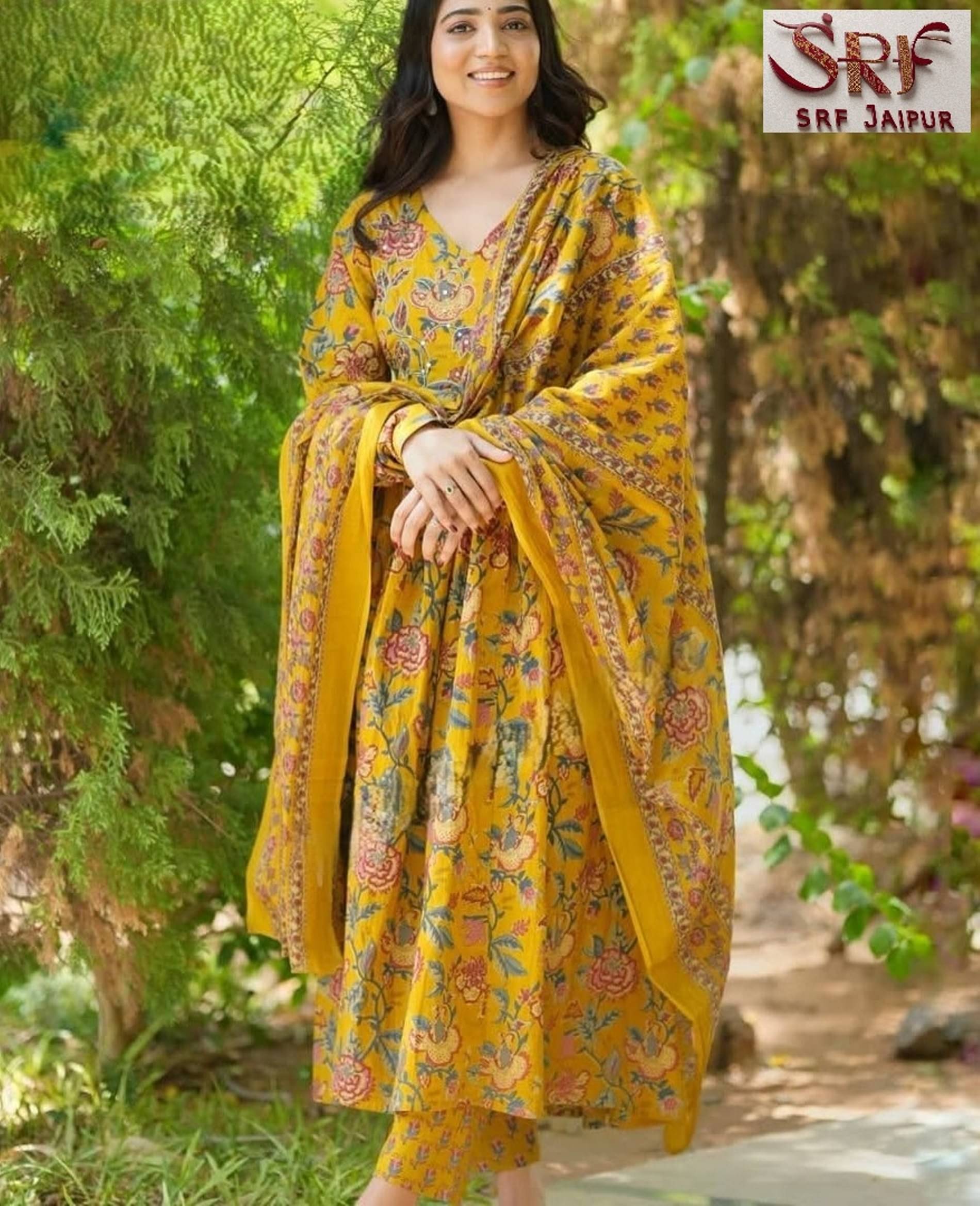 SRF JAIPR Women Cotton Printed Straight Kurti ( Mustard ) SRF JAIPR Women Cotton Printed Straight Kurti ( Mustard )