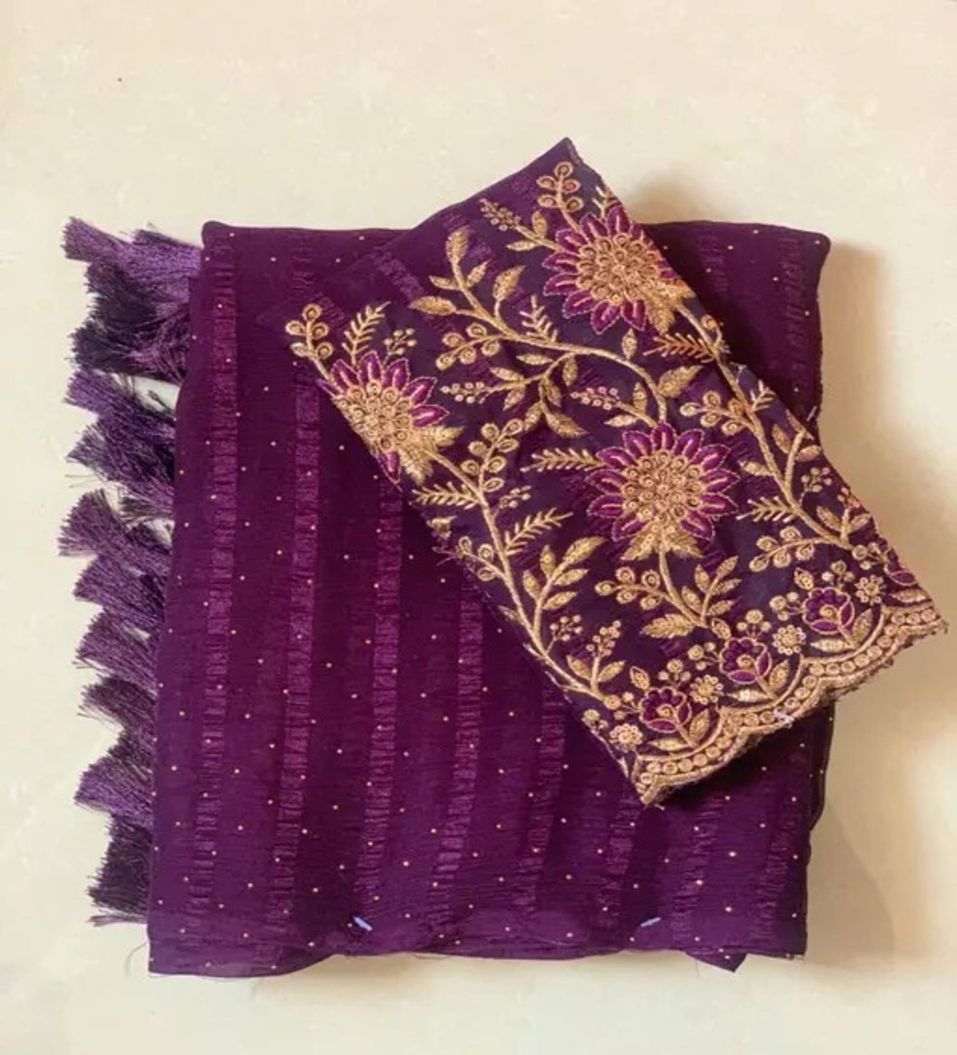 Shree Sai Enterprise Georgette Embroidered Mysore Silk Sarees With Unstitched Blouse Piece ( Purple ) Shree Sai Enterprise Georgette Embroidered Mysore Silk Sarees With Unstitched Blouse Piece ( Purple )