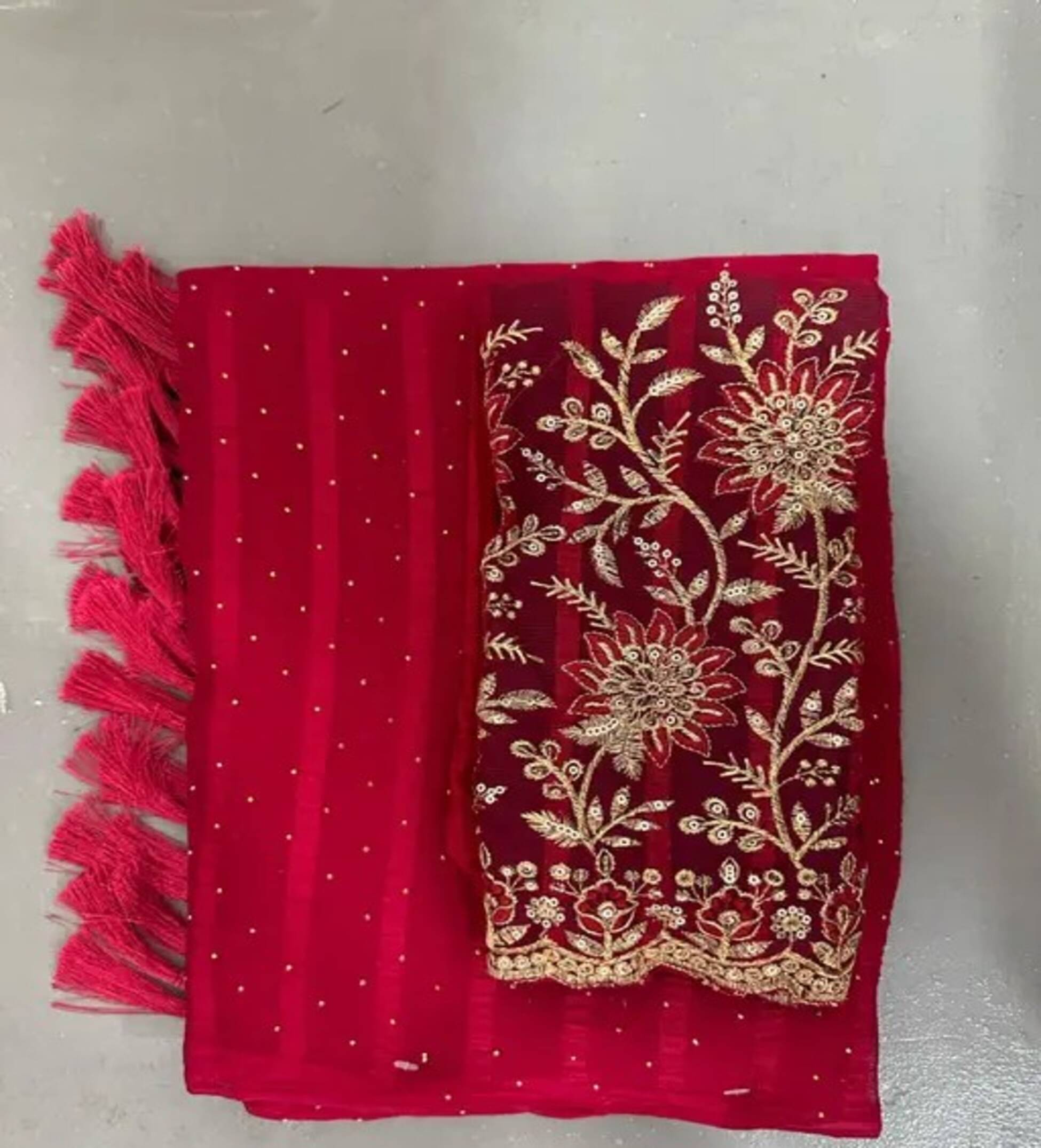 Shree Sai Enterprise Georgette Embroidered Mysore Silk Sarees With Unstitched Blouse Piece ( Red ) Shree Sai Enterprise Georgette Embroidered Mysore Silk Sarees With Unstitched Blouse Piece ( Red )