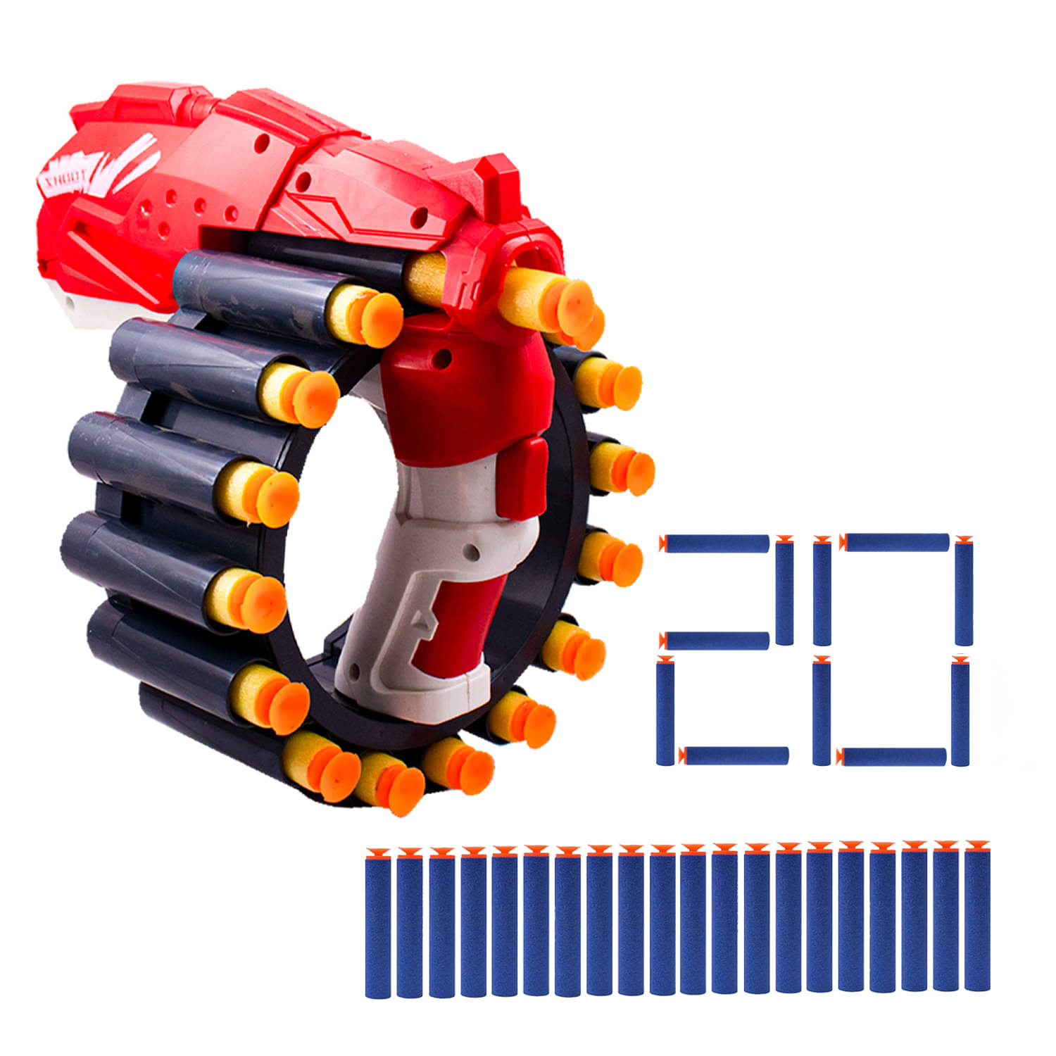     			Toy Cloud Super Shoot Manual Soft Dart Foam Blaster Gun with 16 Dart Rotating Drum, Includes 20 Foam Darts - Perfect for Action-Packed Games & Outdoor Play