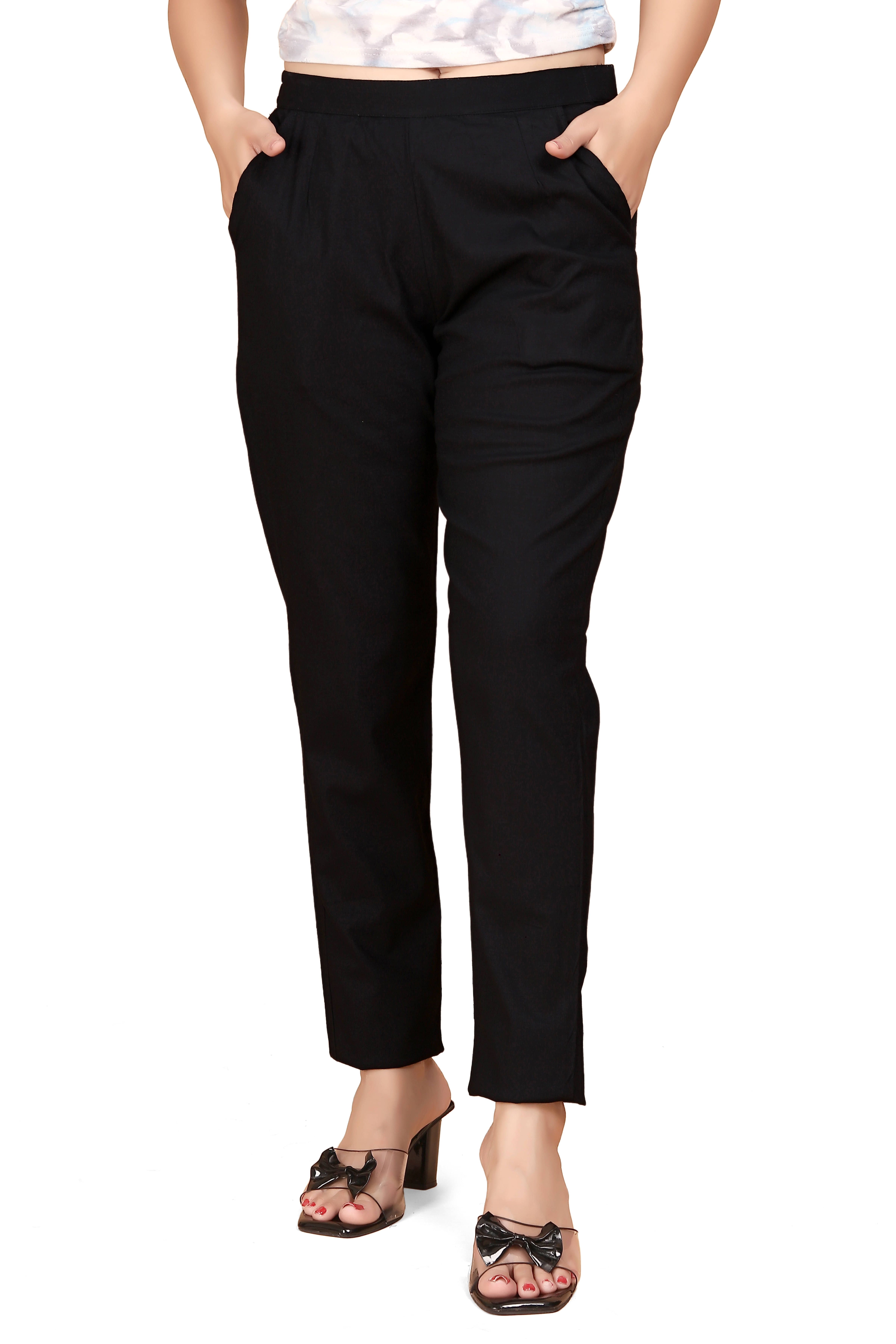     			Vorhiza Pack of 1 Cotton Regular Women's Cigarette Pants ( Black )