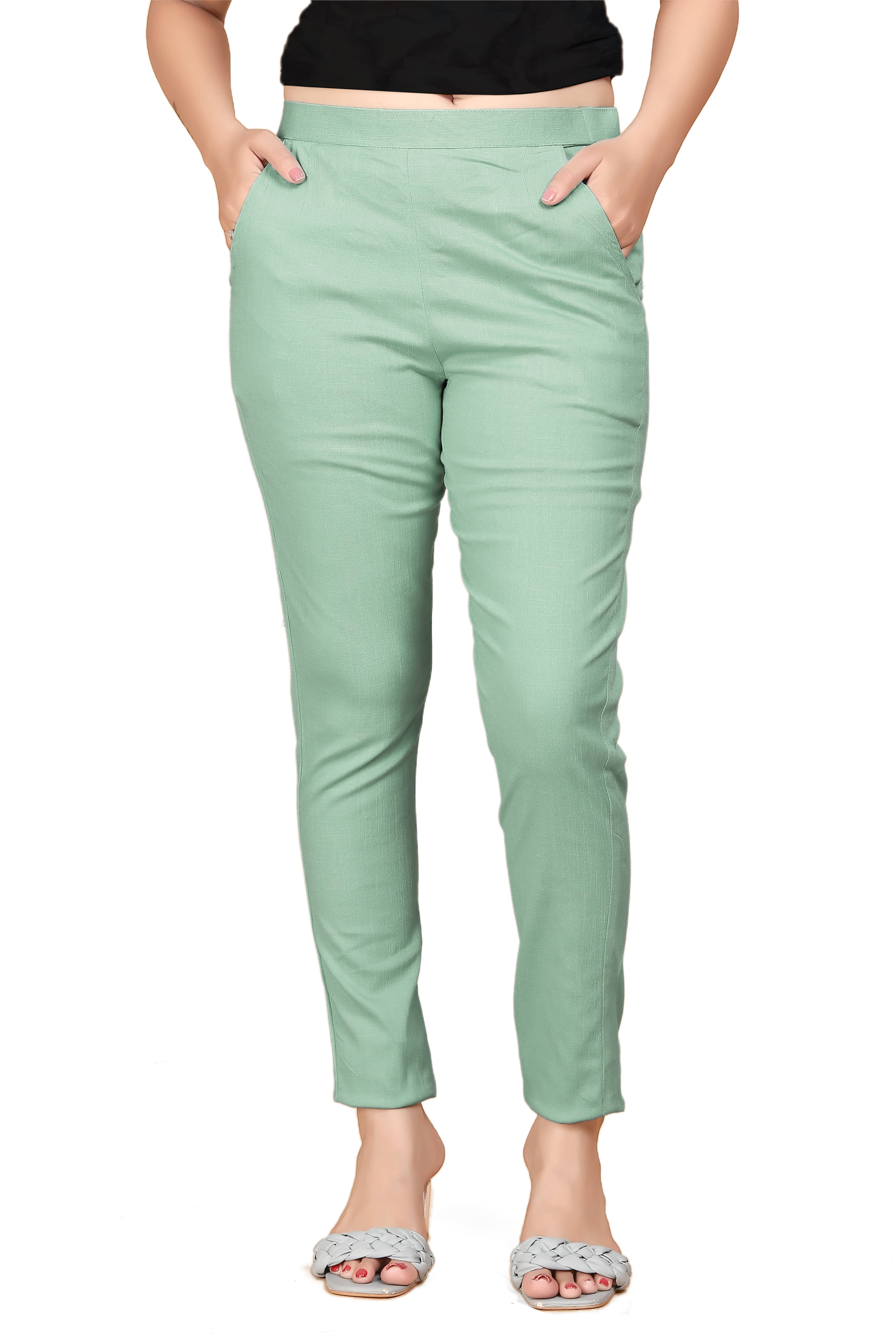     			Vorhiza Pack of 1 Cotton Regular Women's Cigarette Pants ( Mint Green )