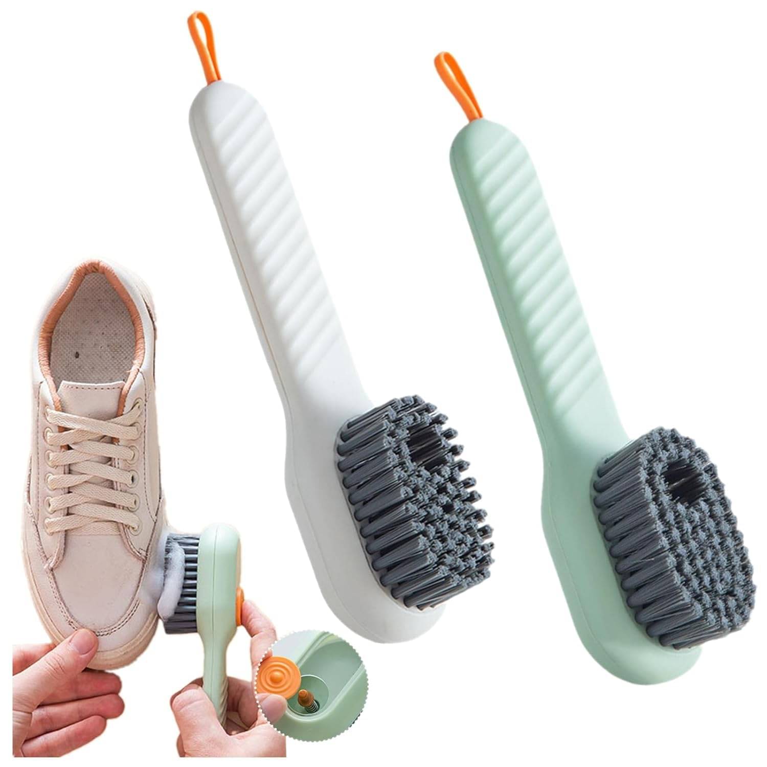     			WHIMSICAL WONDERS 2Pcs Automatic Liquid Shoe Cleaning Brush with Built-in Soap Dispenser |Multifunctional Cleaning Brush with Liquid Dispenser for Clothes, Shoe Cleaner, Sneaker Cleaner