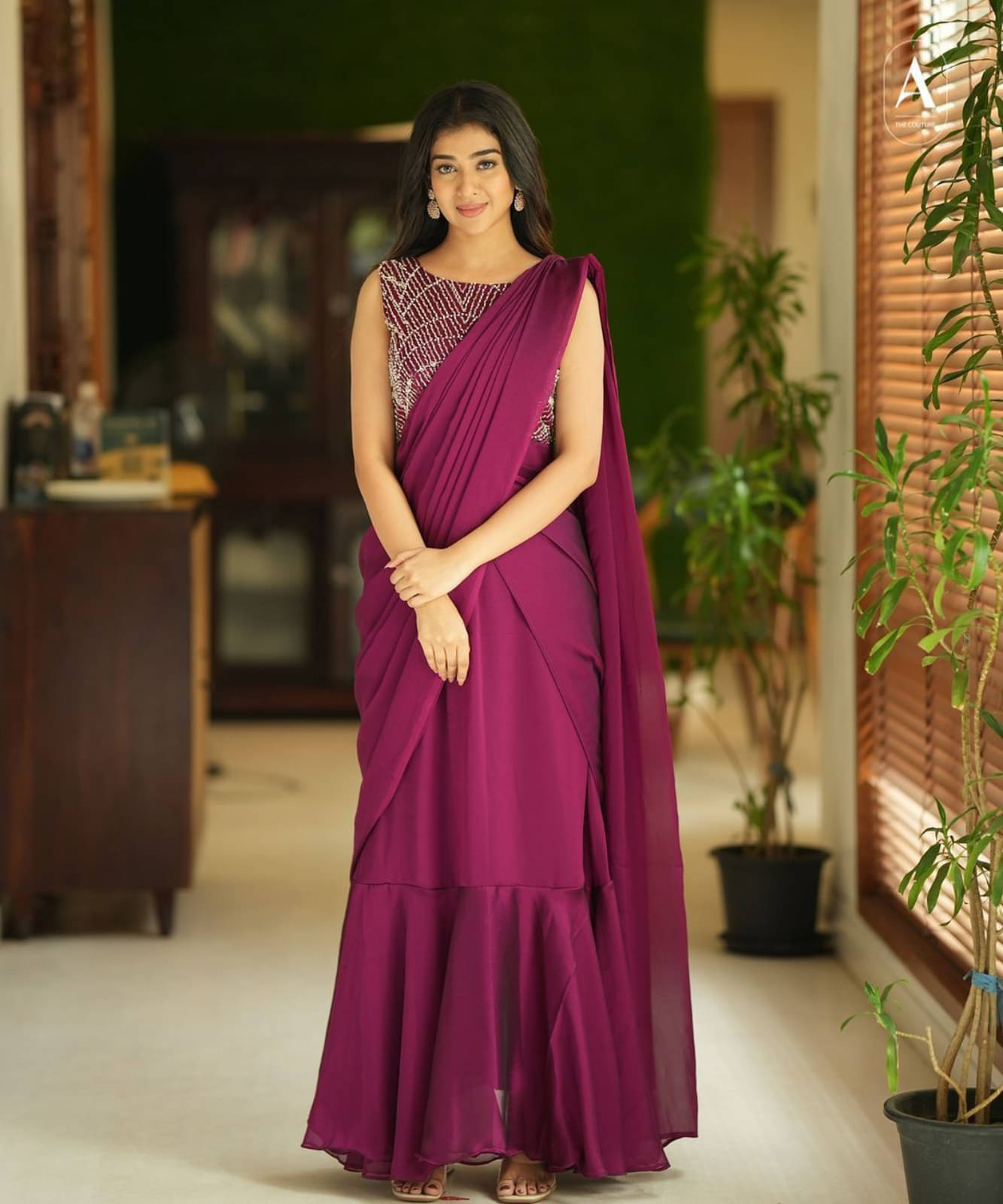     			kastbhanjan Cotton Embroidered Regular Saree With Stitched Blouse ( Maroon )