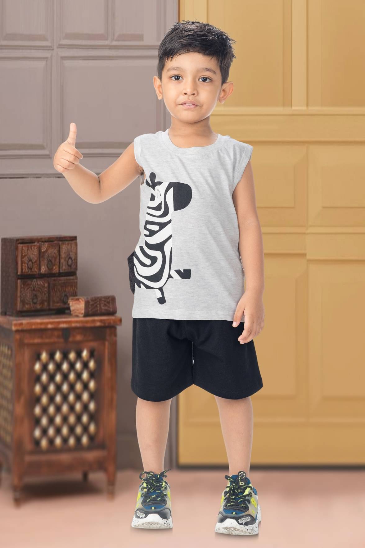 s muktar garments Pack of 1 Baby Boys Cotton Blend T-Shirt & Shorts Set ( Multicolor ) s muktar garments Pack of 1 Baby Boys Cotton Blend T-Shirt & Shorts Set ( Multicolor )