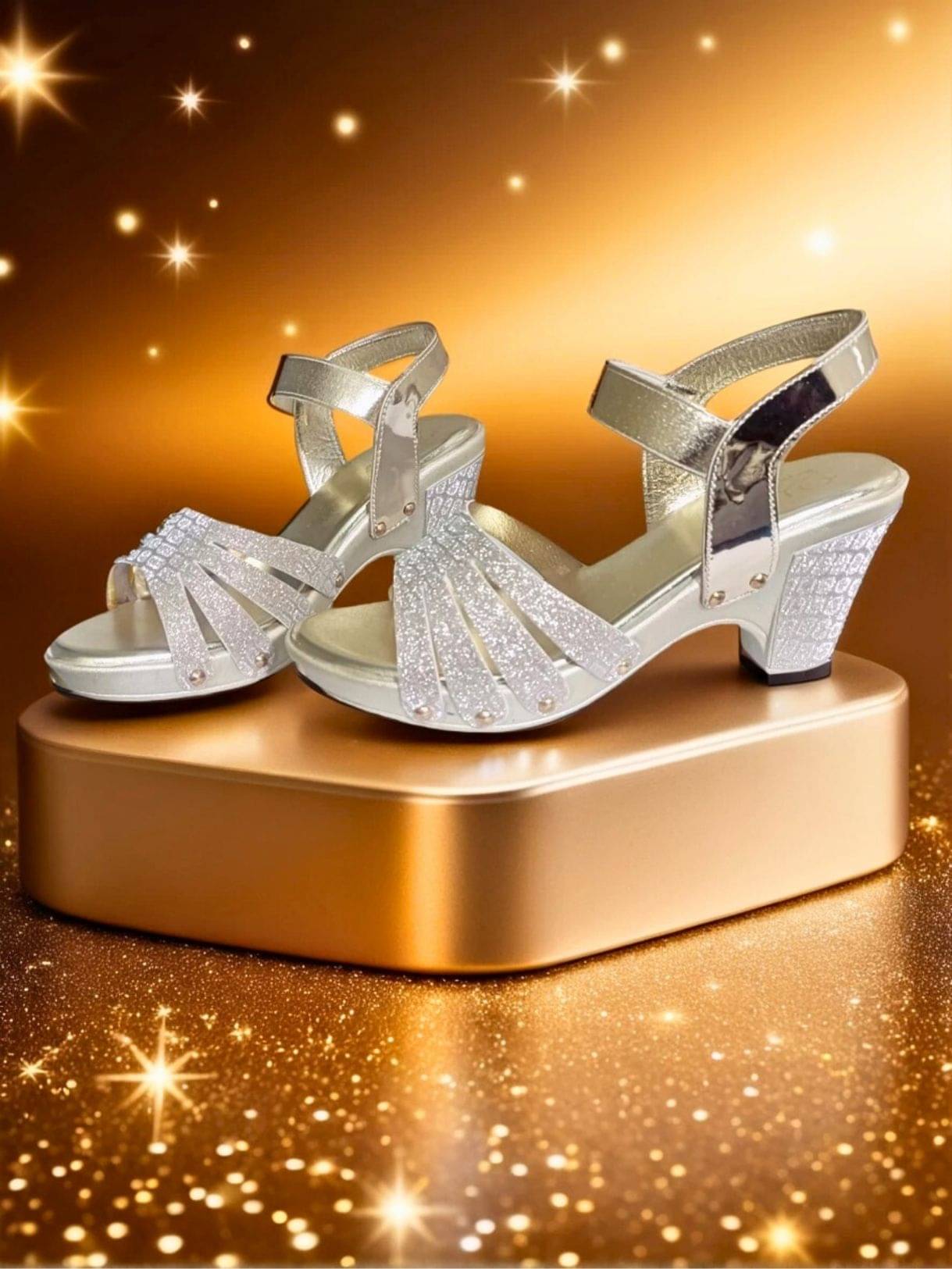 stylesavvy Silver Women's Slip On Heels stylesavvy Silver Women's Slip On Heels