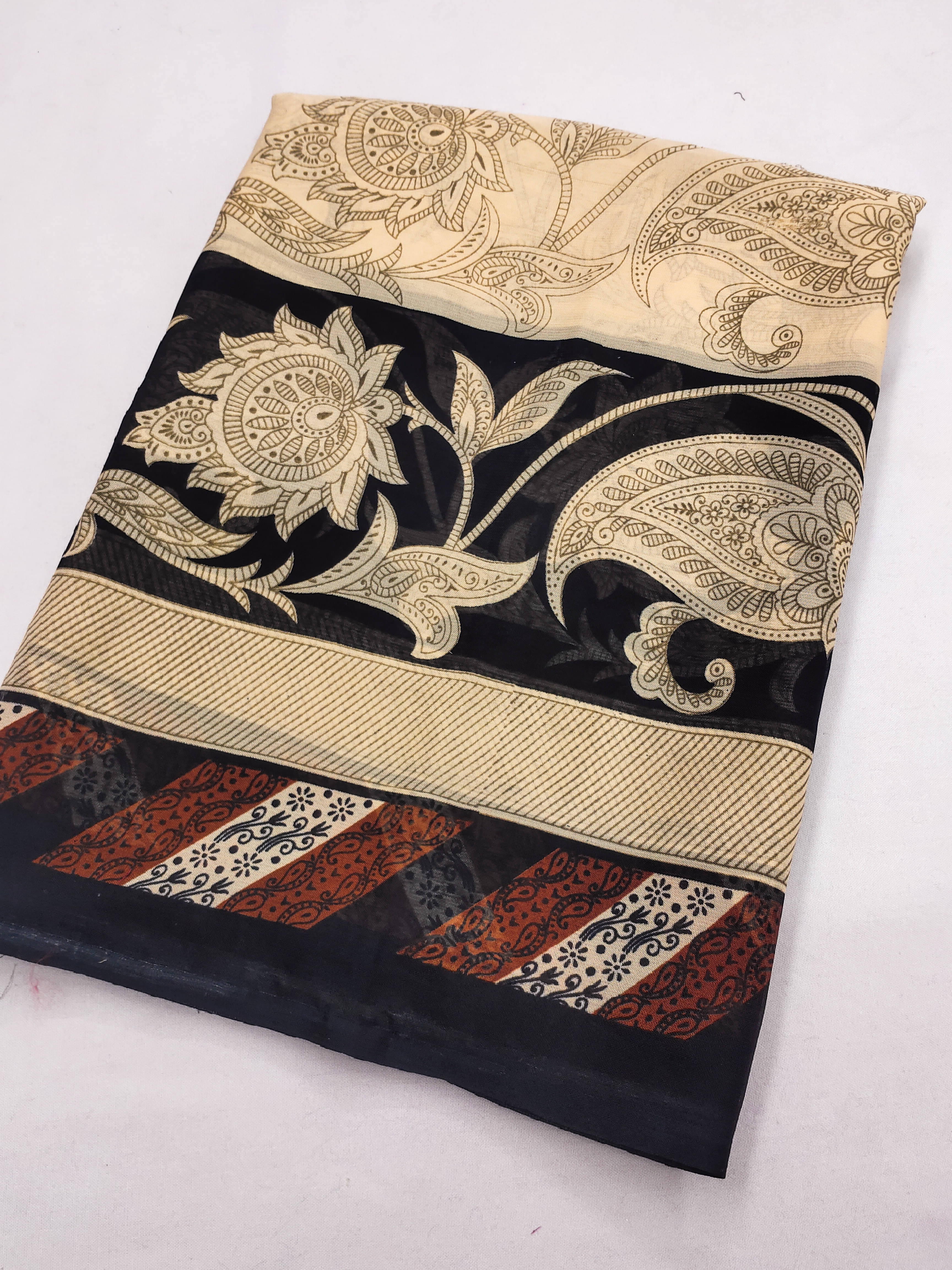     			ANAND SAREES Georgette Printed Chanderi saree With Unstitched Blouse Piece ( Black )