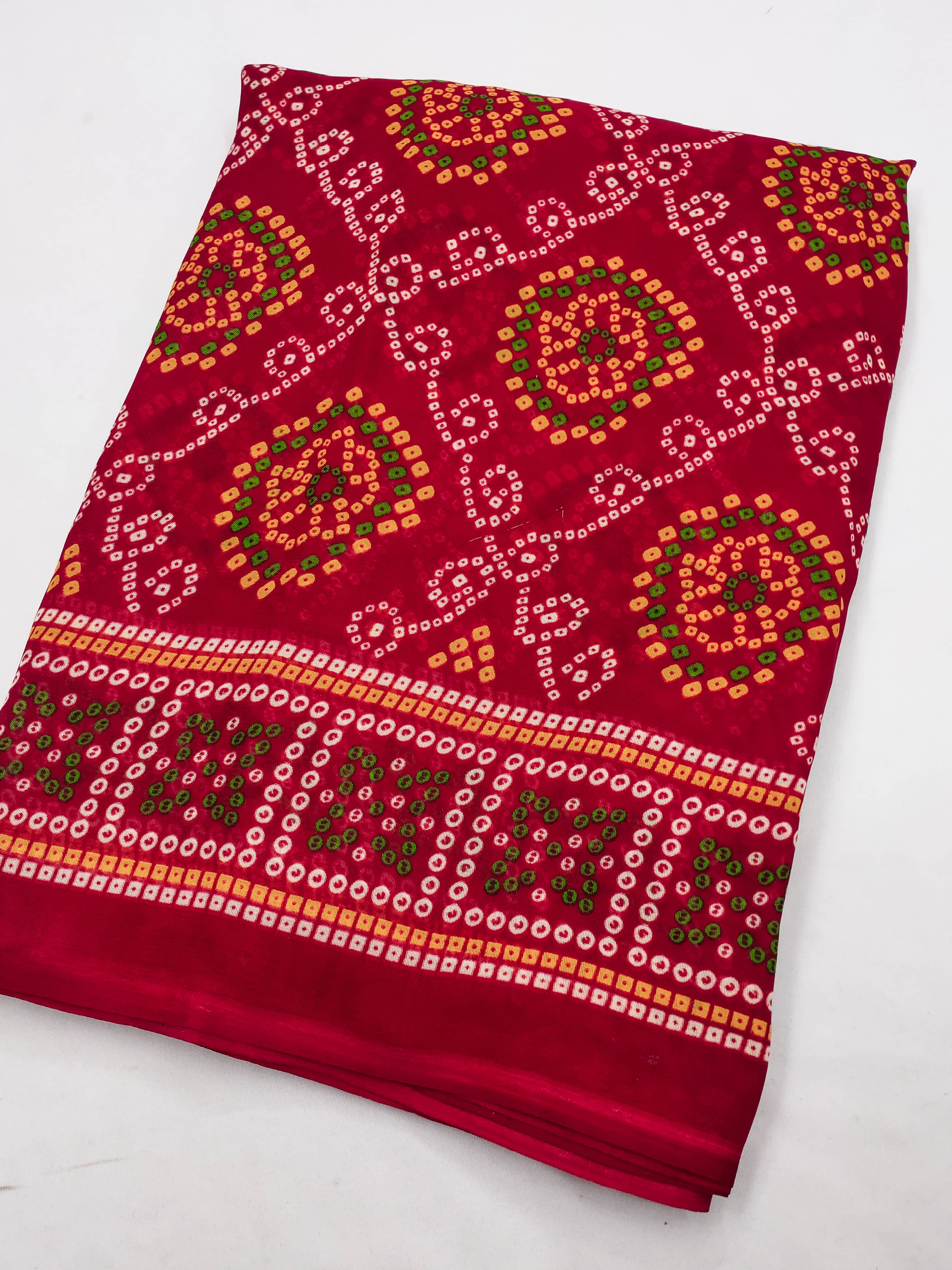 ANAND SAREES Georgette Printed Chanderi saree With Unstitched Blouse Piece ( Pink ) - Sarees | Buy online on ZillyBuy