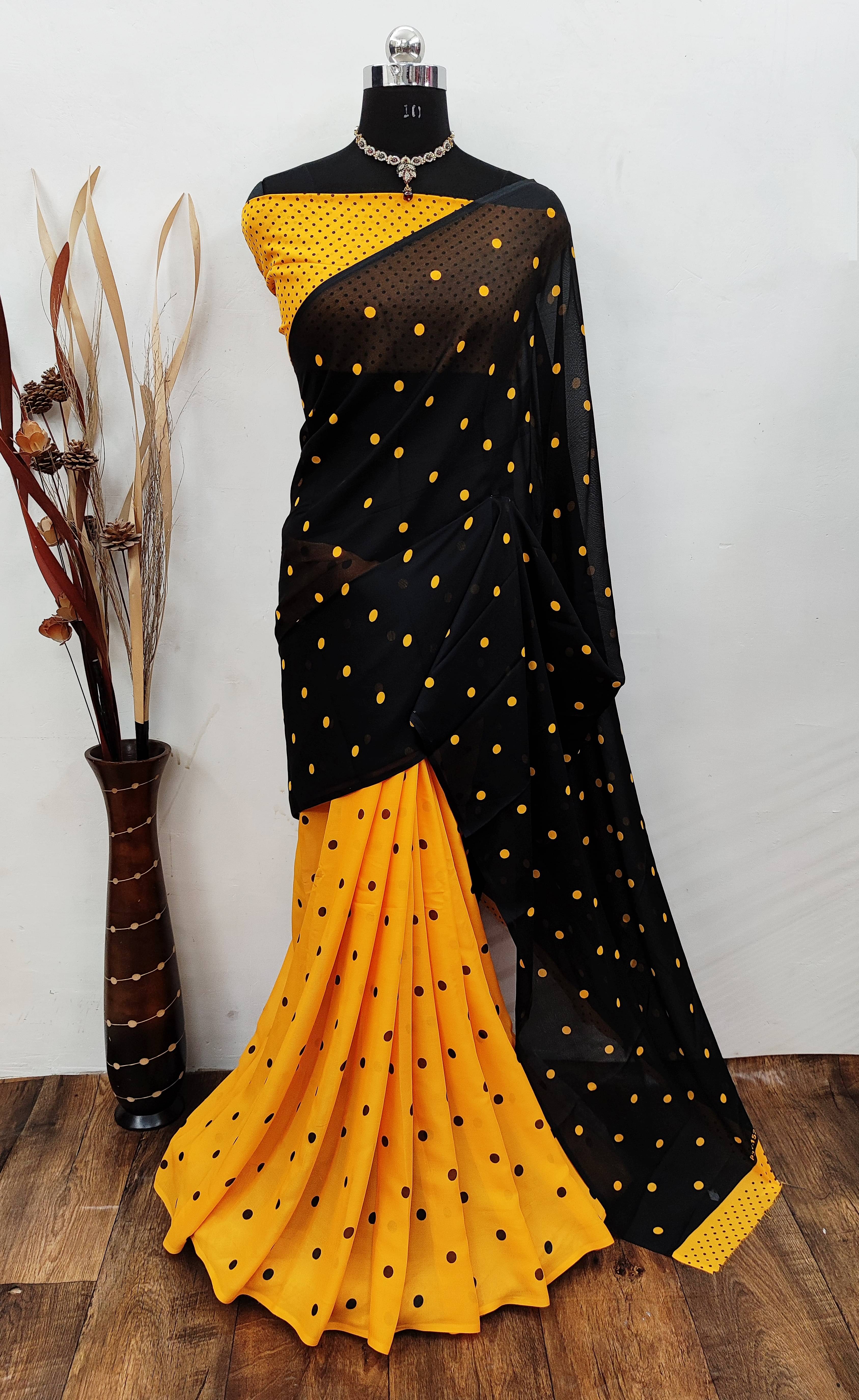 ANAND SAREES Georgette Printed Chanderi saree With Unstitched Blouse Piece ( Yellow ) ANAND SAREES Georgette Printed Chanderi saree With Unstitched Blouse Piece ( Yellow )