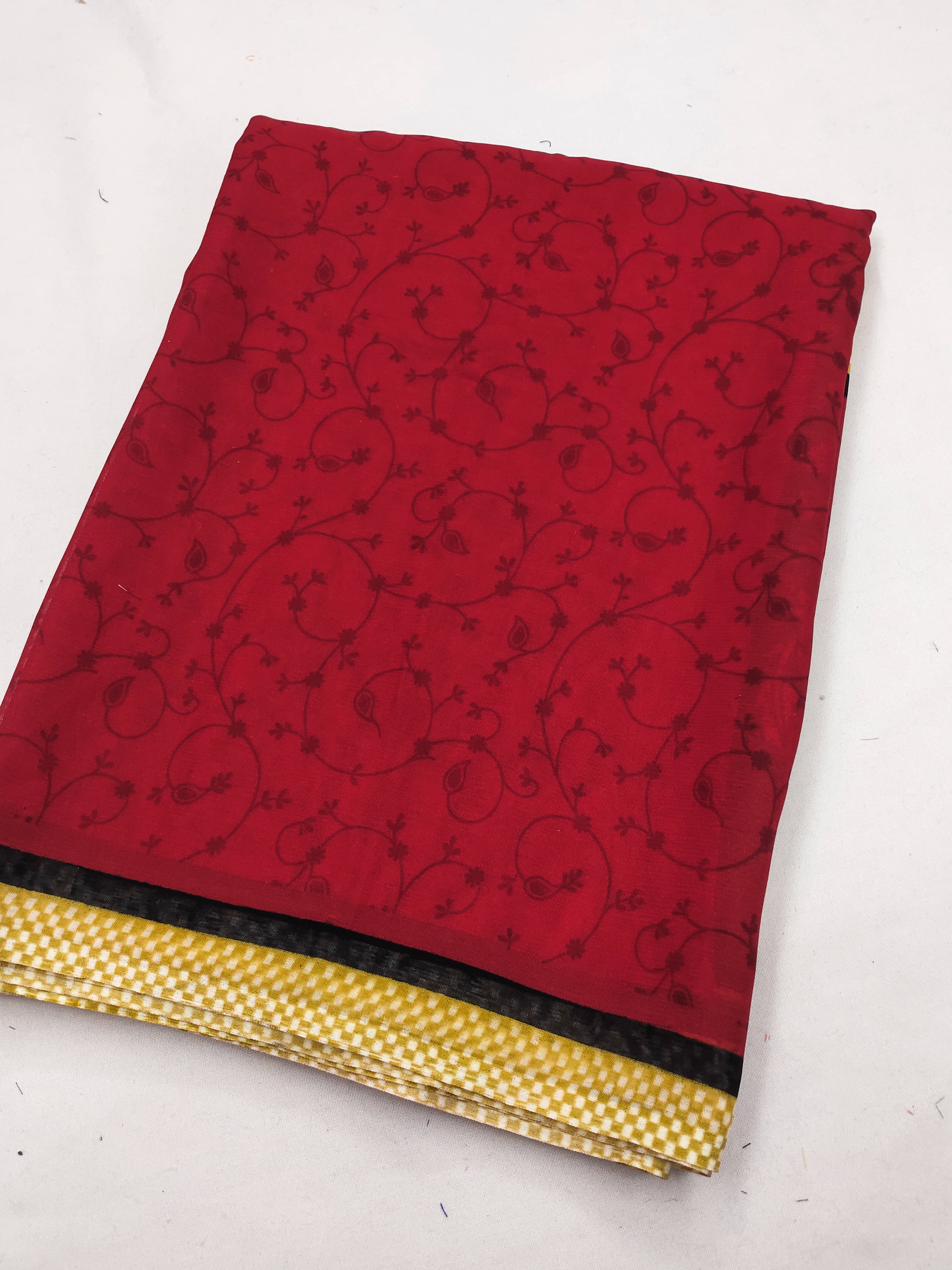 ANAND SAREES Georgette Printed Chanderi saree With Unstitched Blouse Piece ( Red ) ANAND SAREES Georgette Printed Chanderi saree With Unstitched Blouse Piece ( Red )