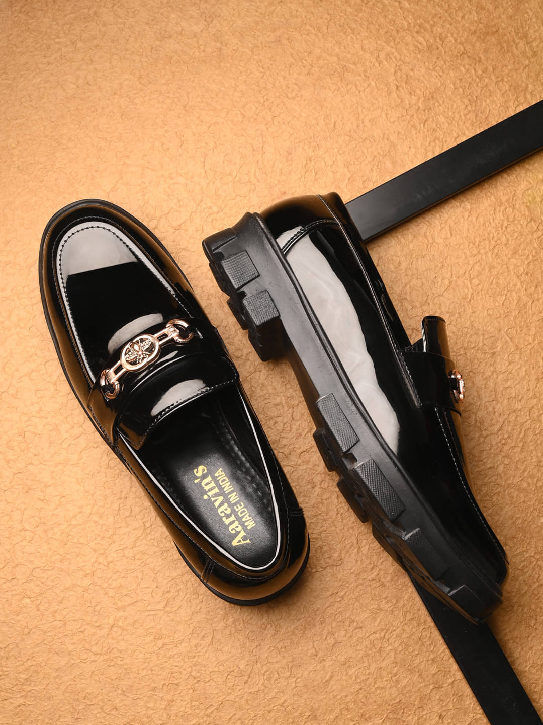     			Aaravin's Black Men's Korean Shoes
