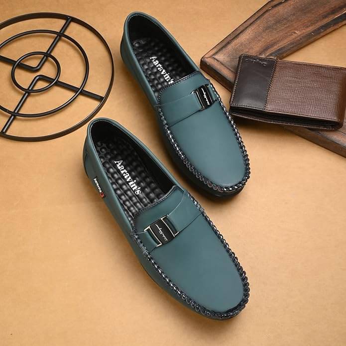     			Aaravin's Light Blue Men's Penny Shoes