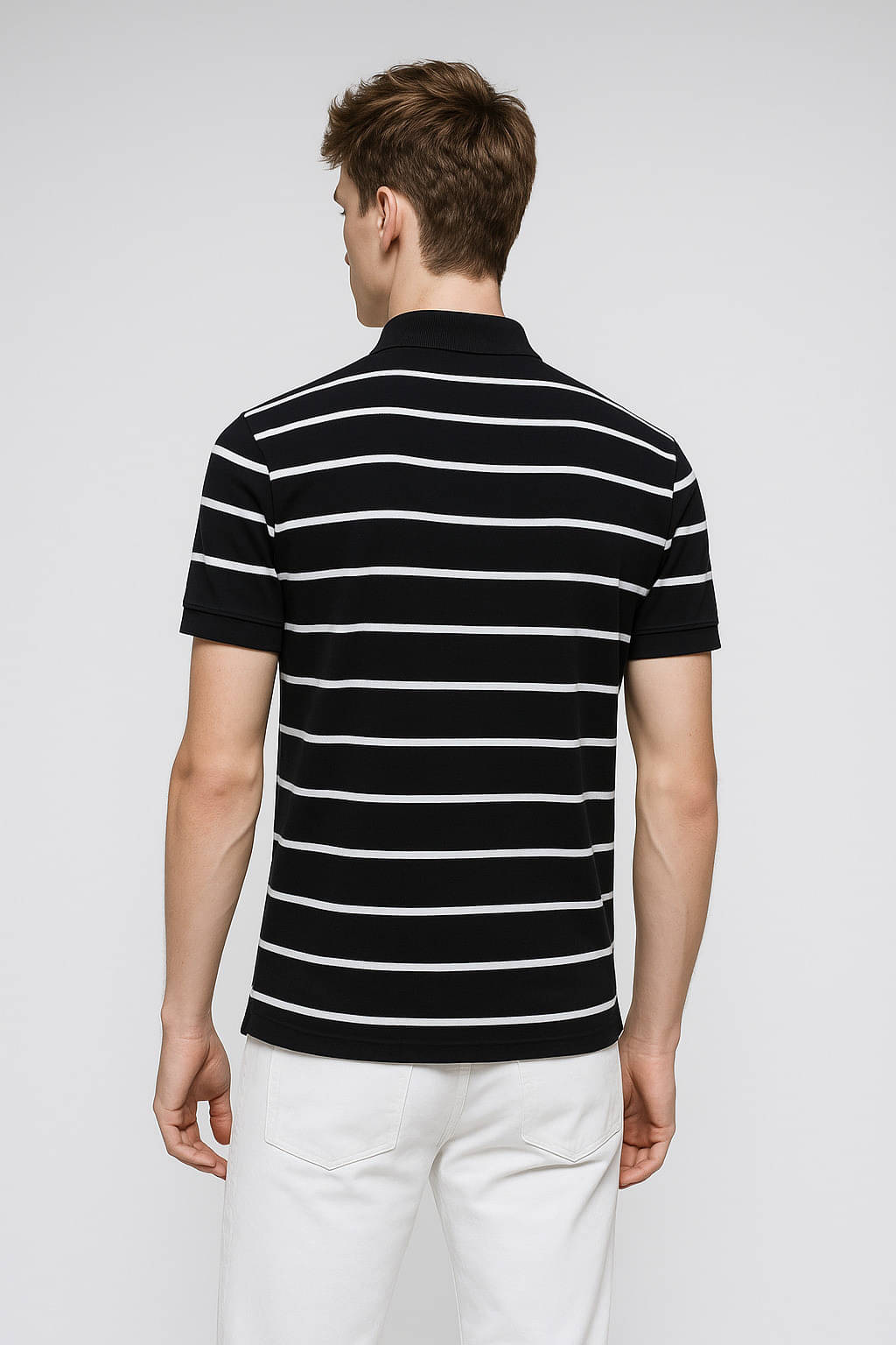 Alvin Men Cotton Blend Regular Fit Striped Polo T Shirt ( Black ) Alvin Men Cotton Blend Regular Fit Striped Polo T Shirt ( Black )
