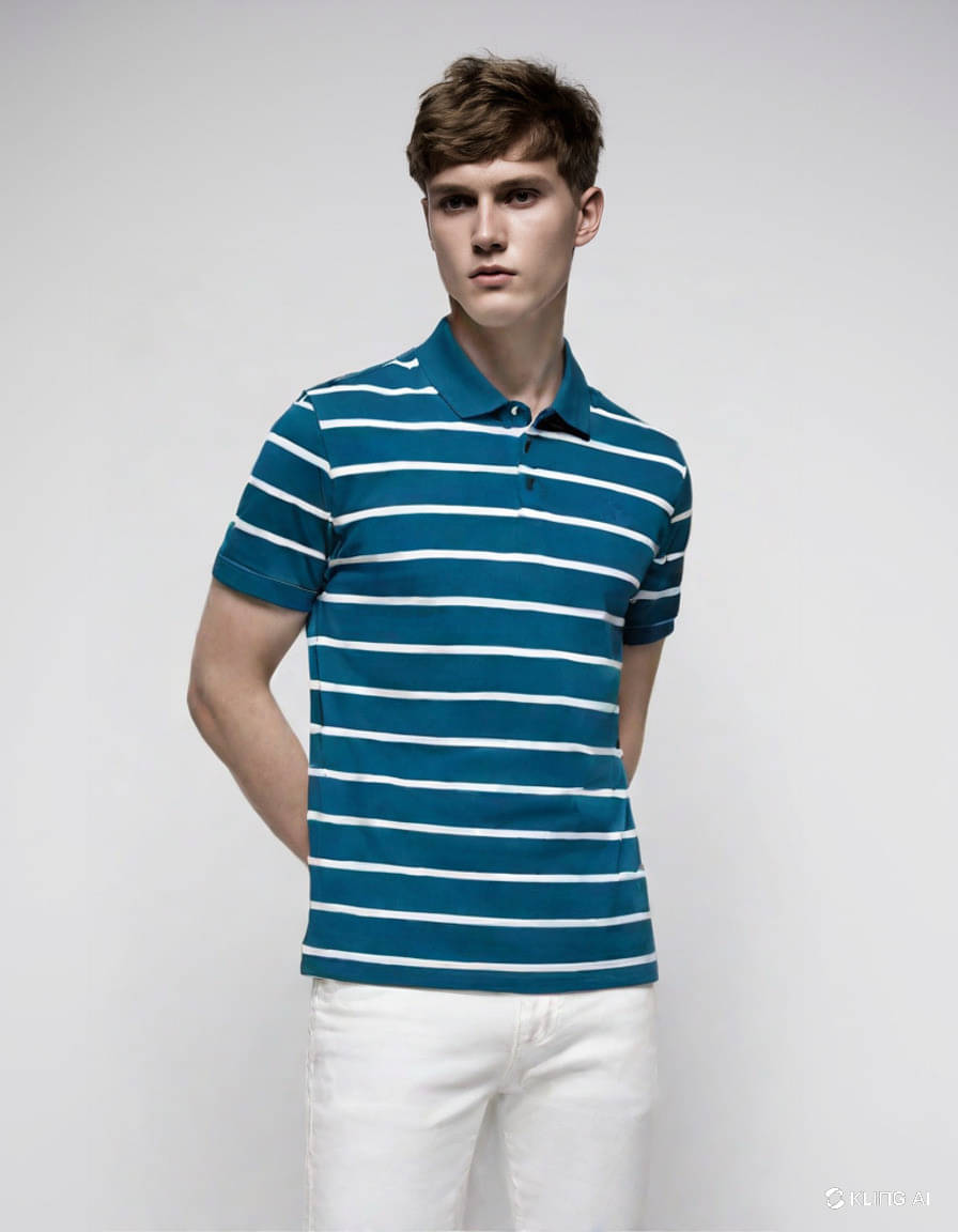     			Alvin Men Cotton Blend Regular Fit Striped Polo T Shirt ( Light Blue )