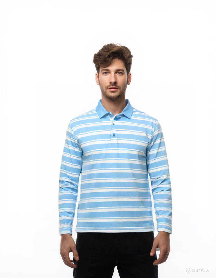 Alvin Men Cotton Blend Regular Fit Striped Polo T Shirt ( Aqua ) Alvin Men Cotton Blend Regular Fit Striped Polo T Shirt ( Aqua )