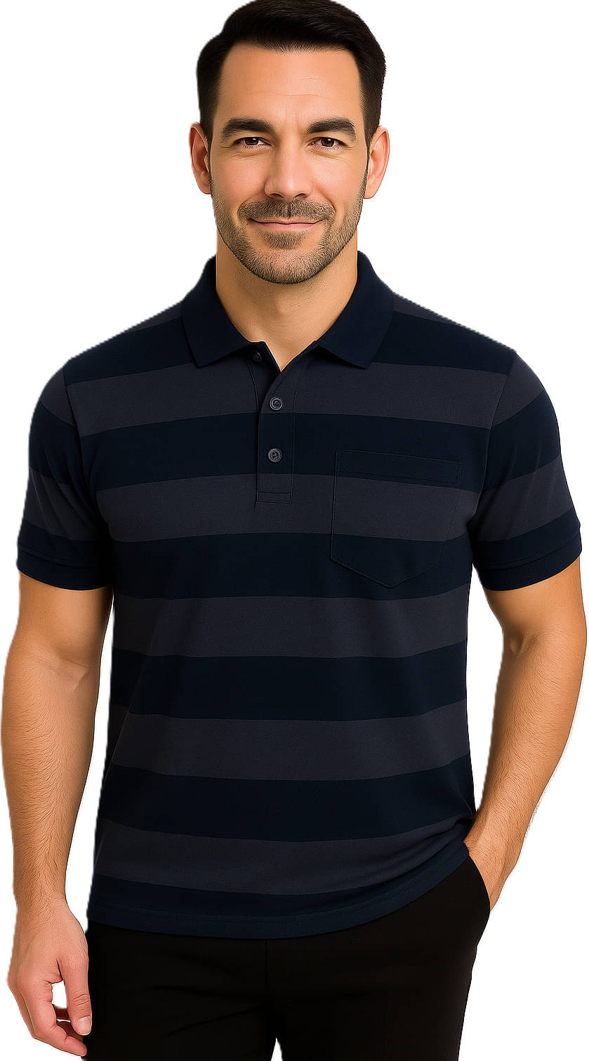 Alvin Men Cotton Blend Regular Fit Striped Polo T Shirt ( Dark Grey )     			Alvin Men Cotton Blend Regular Fit Striped Polo T Shirt ( Dark Grey )