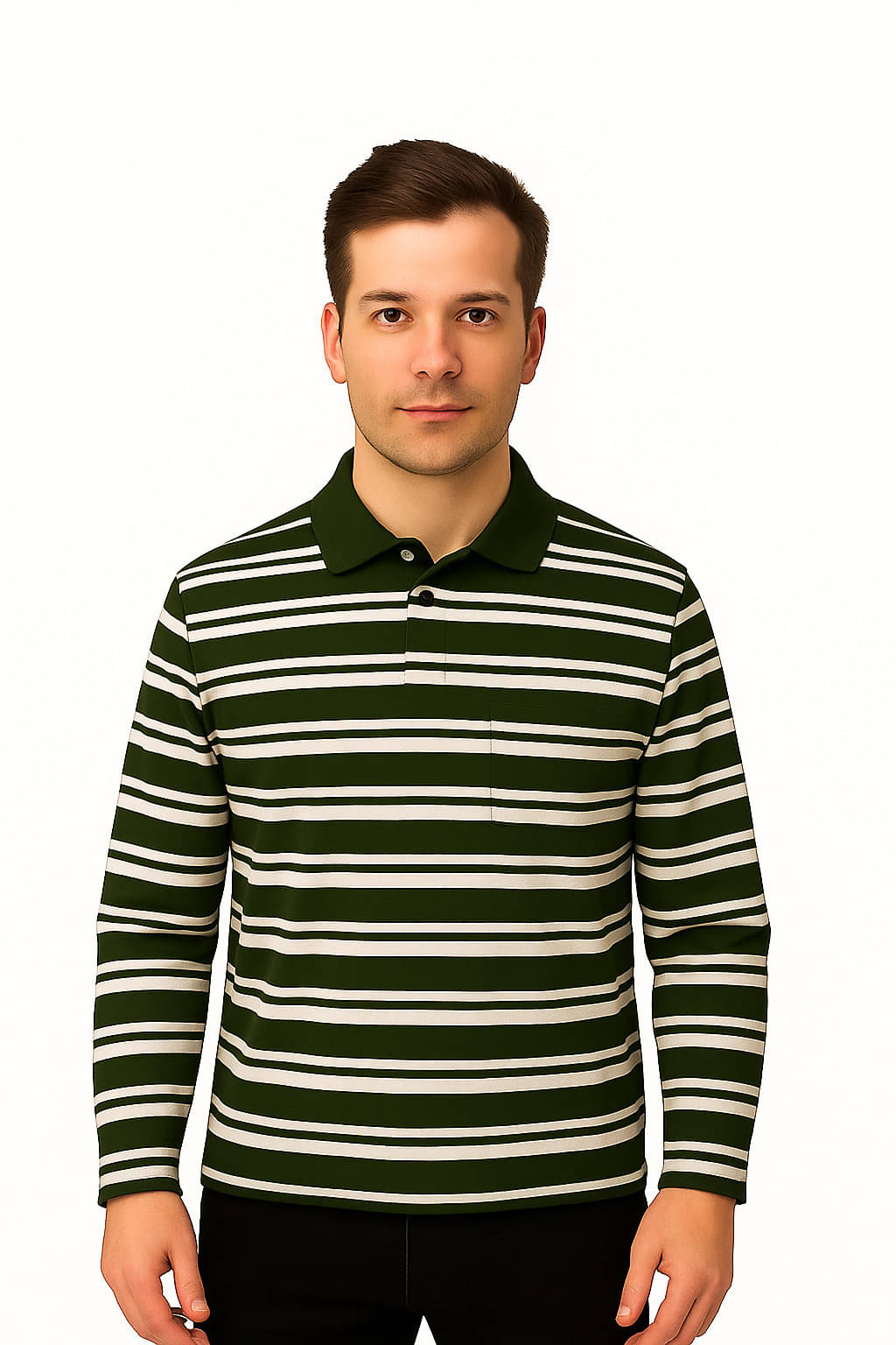 Alvin Men Cotton Blend Regular Fit Striped Polo T Shirt ( Olive Green ) Alvin Men Cotton Blend Regular Fit Striped Polo T Shirt ( Olive Green )