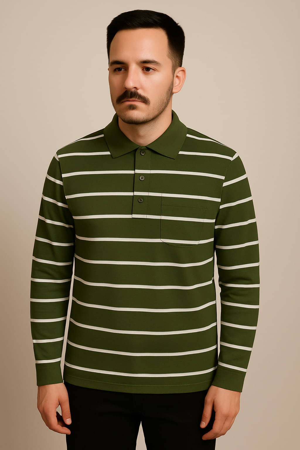 Alvin Men Cotton Blend Regular Fit Striped Polo T Shirt ( Green ) Alvin Men Cotton Blend Regular Fit Striped Polo T Shirt ( Green )