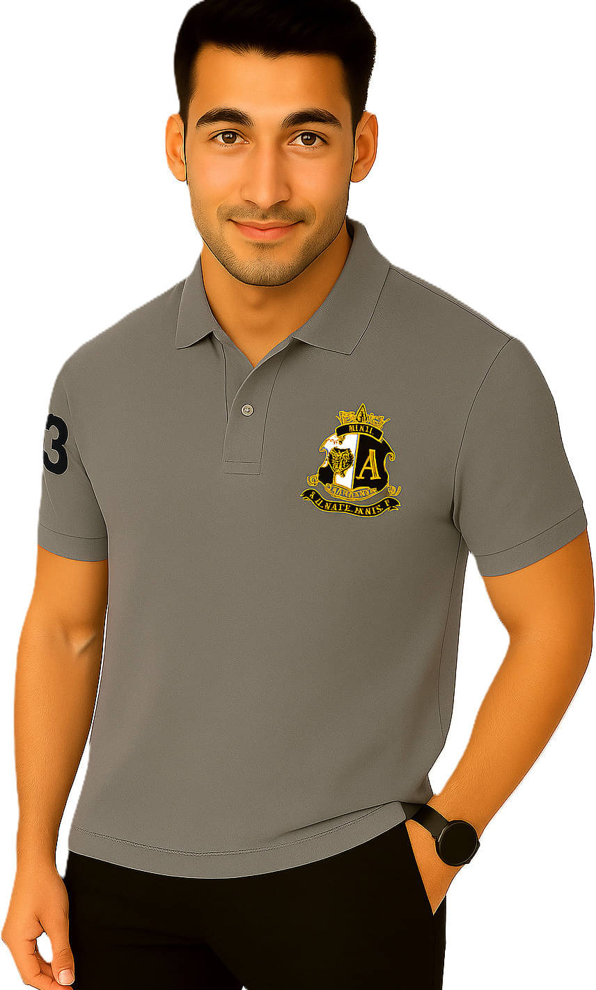 Alvin Men Cotton Blend Regular Fit Printed Polo T Shirt ( Grey )     			Alvin Men Cotton Blend Regular Fit Printed Polo T Shirt ( Grey )