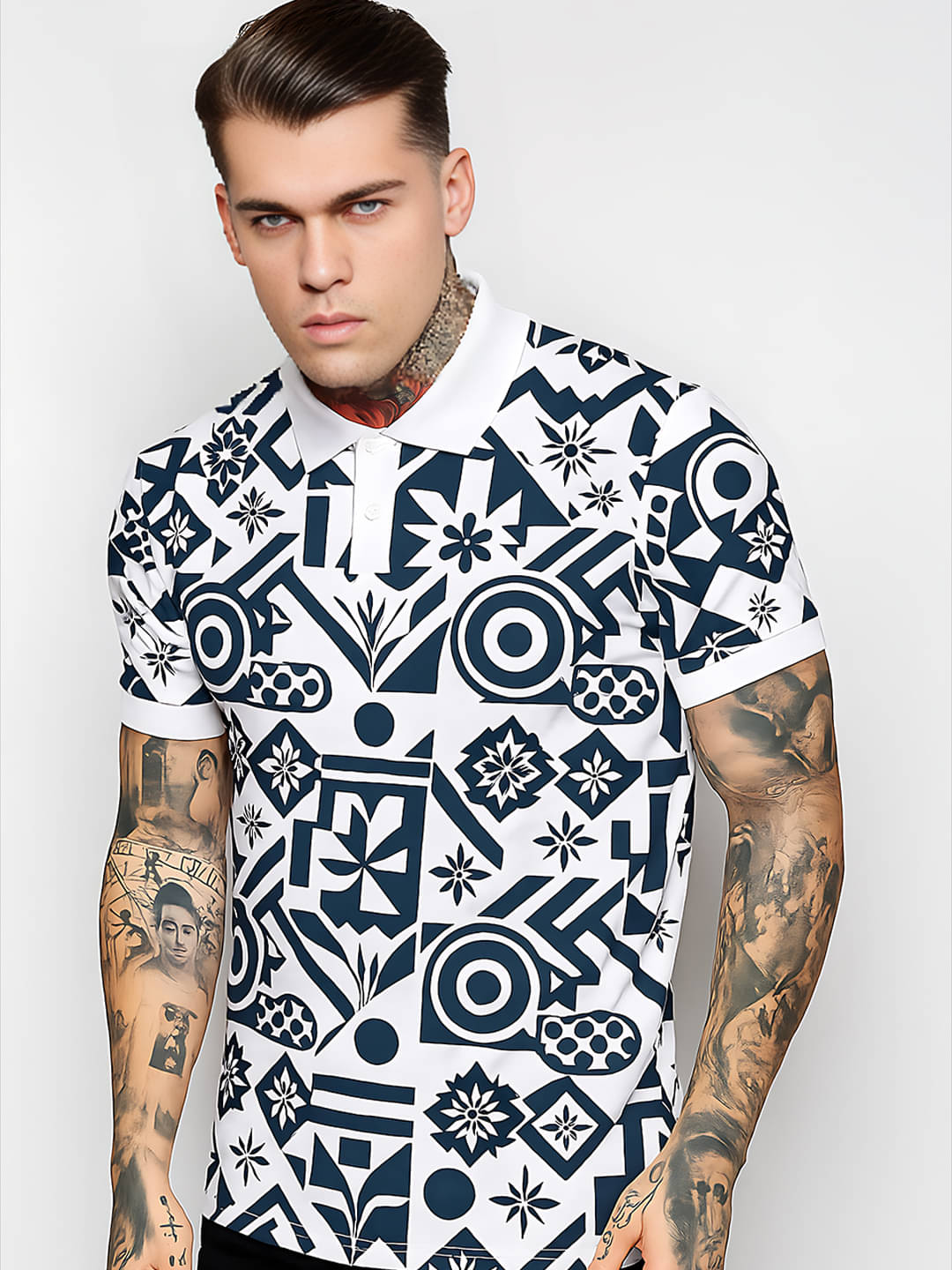     			COCOSOUL Men Polyester Regular Fit Printed Polo T Shirt ( White )