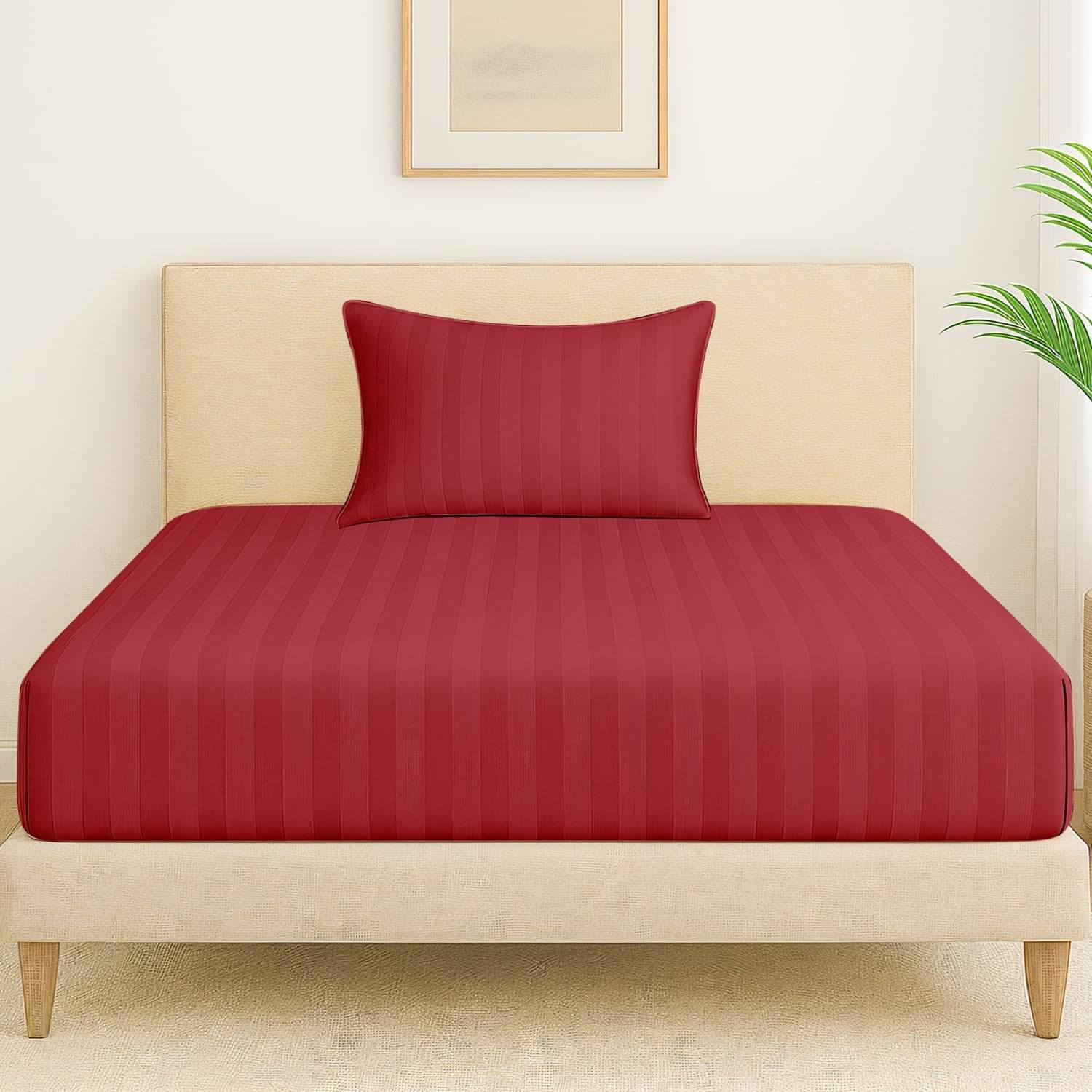 DOMES FAB Satin 1 Single Bedsheet with 1 Pillow Cover ( Maroon )     			DOMES FAB Satin 1 Single Bedsheet with 1 Pillow Cover ( Maroon )