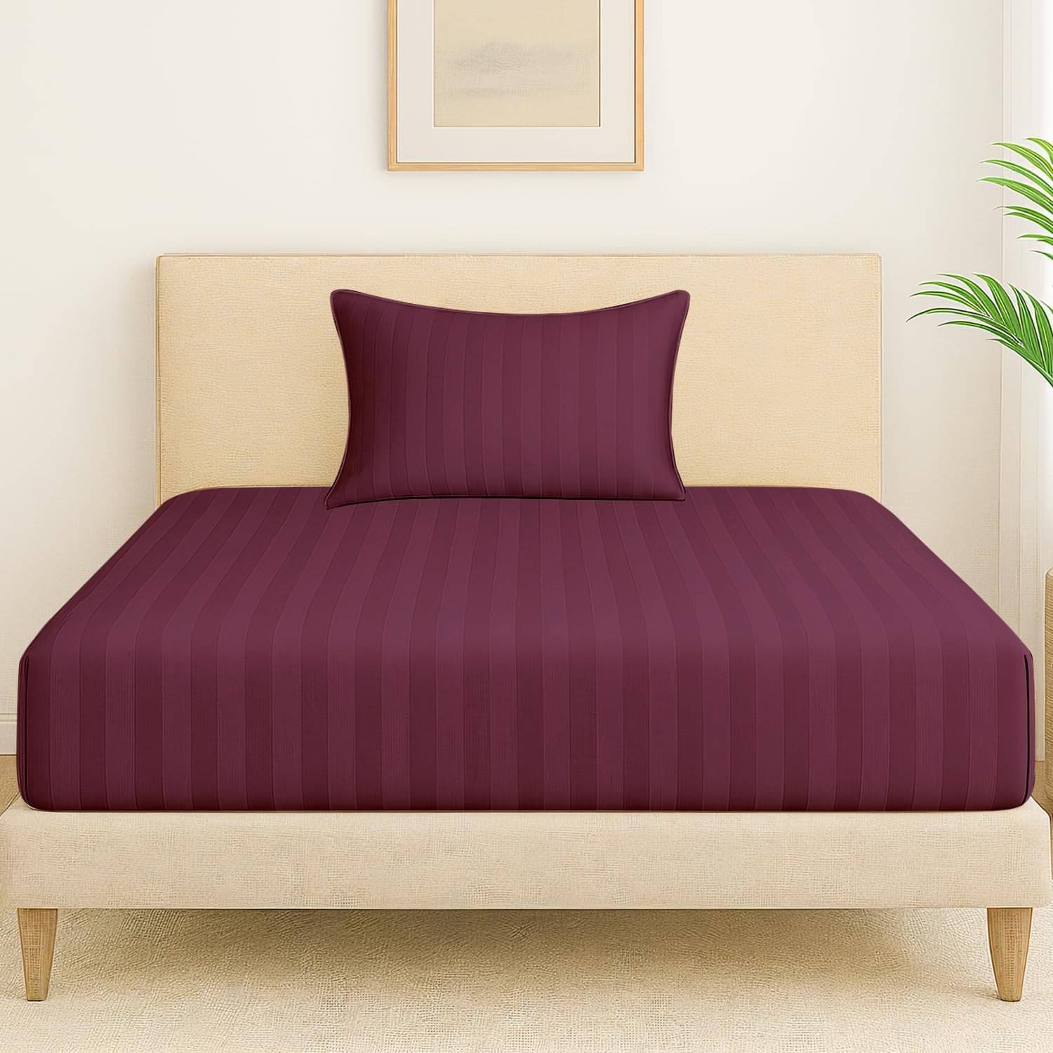 DOMES FAB Satin 1 Single Bedsheet with 1 Pillow Cover ( Purple )     			DOMES FAB Satin 1 Single Bedsheet with 1 Pillow Cover ( Purple )