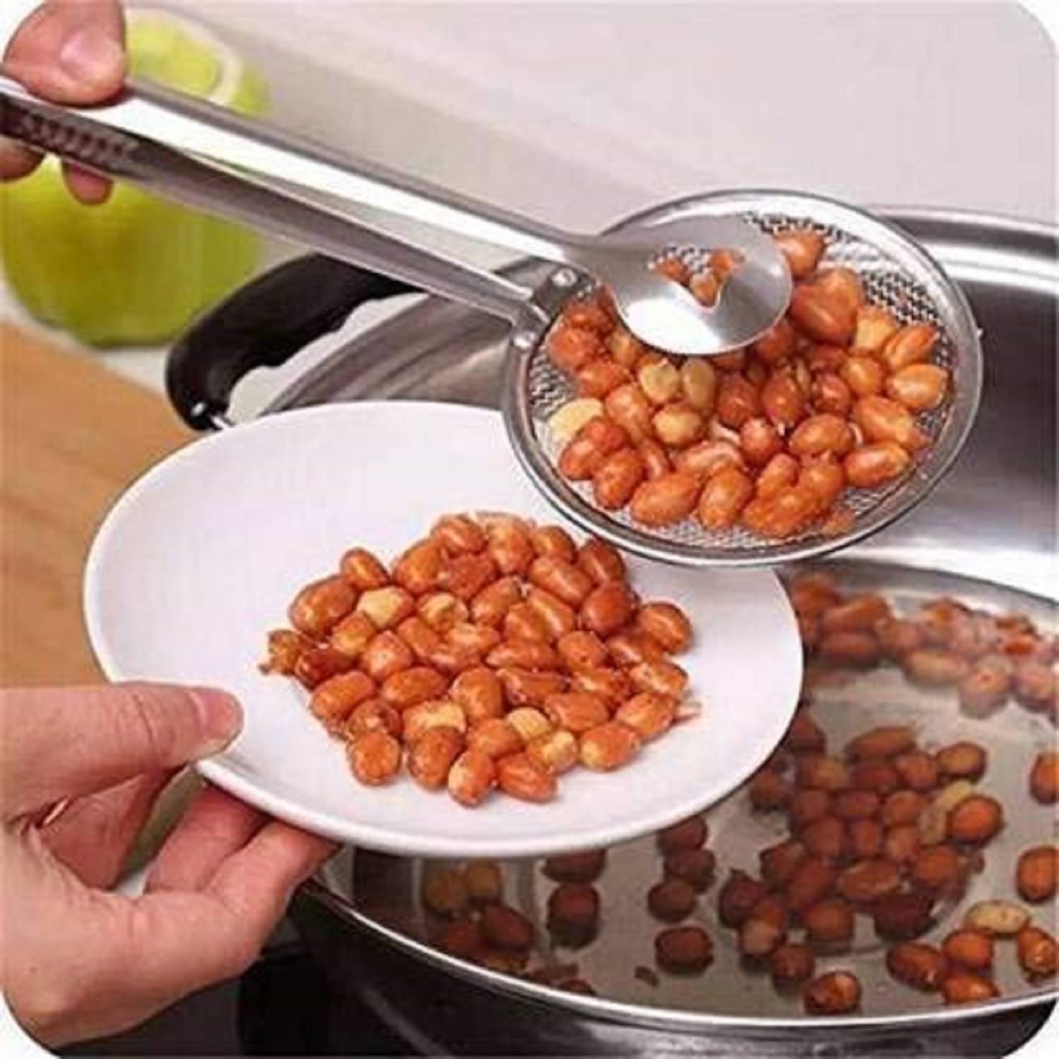     			Fry Tool Filter Spoon with Clip, Oil Frying