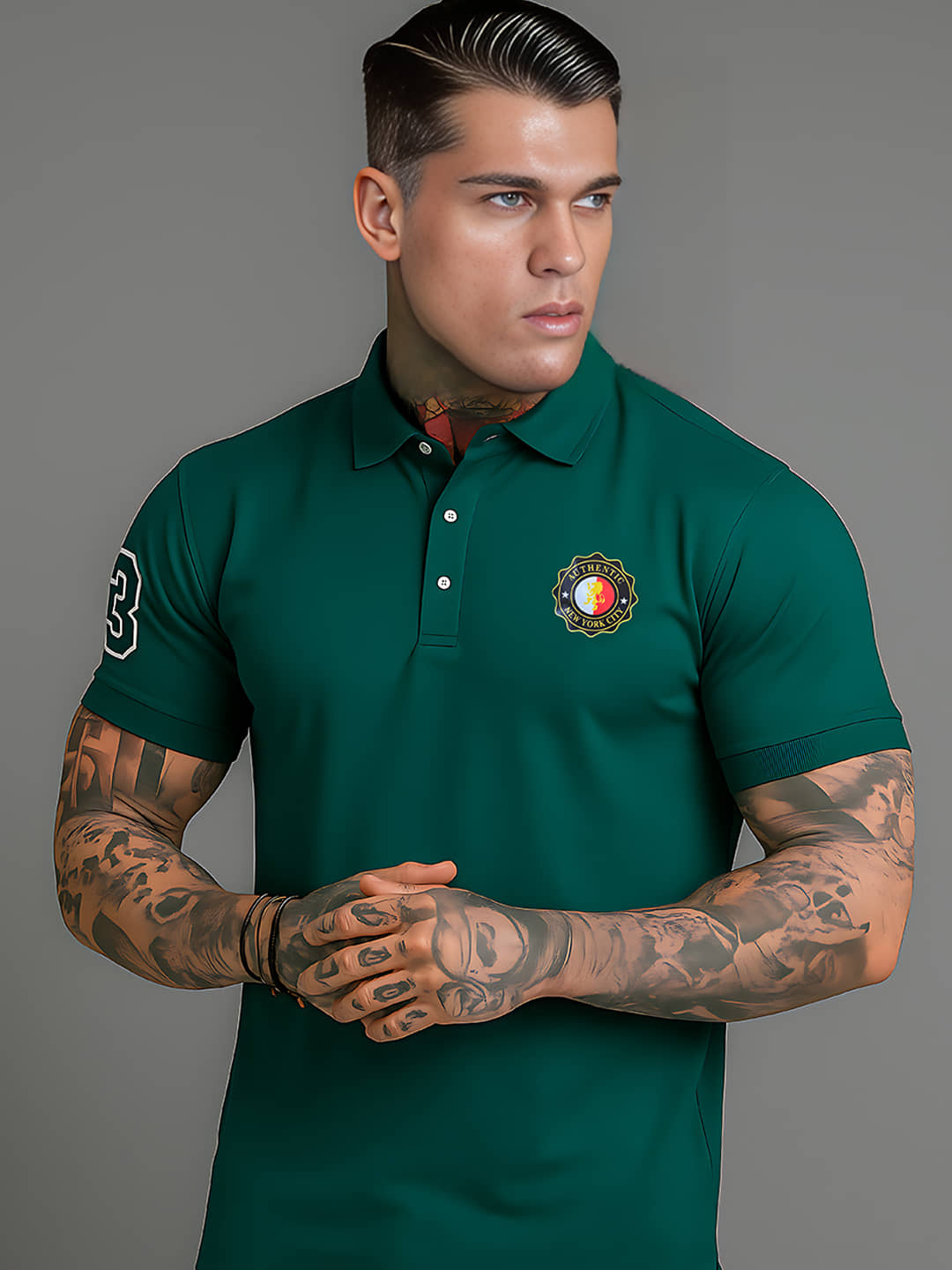 Hushbucks Men Polyester Regular Fit Solid Polo T Shirt ( Green )