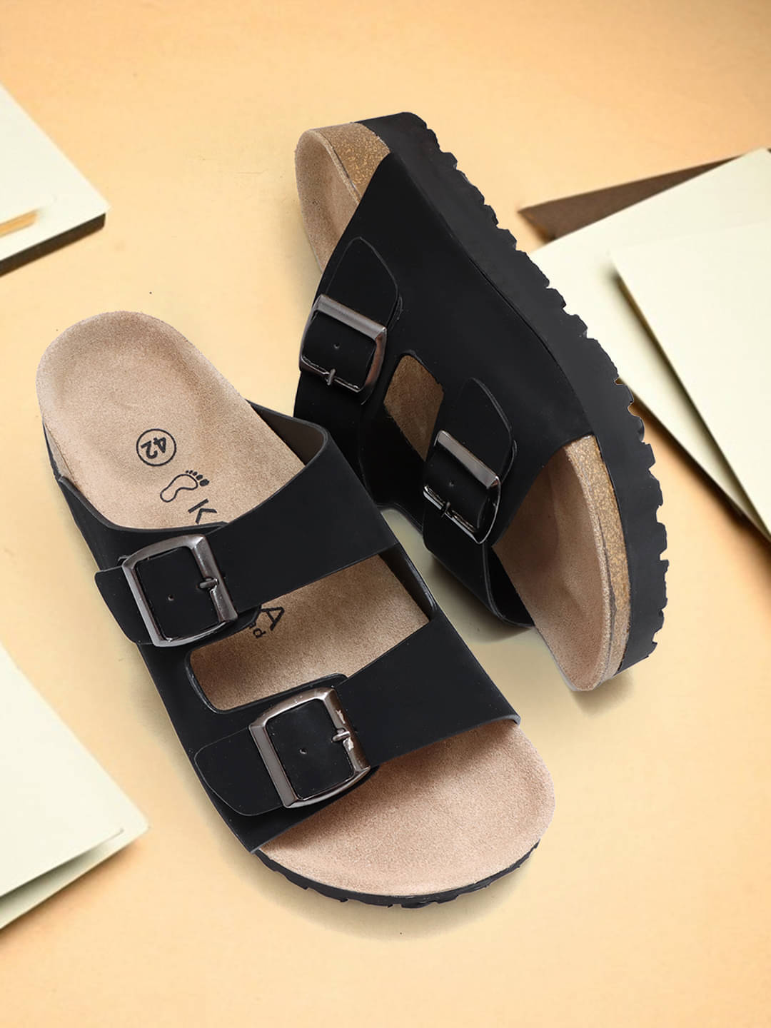     			KANASA Black Men's Slide Flip Flop