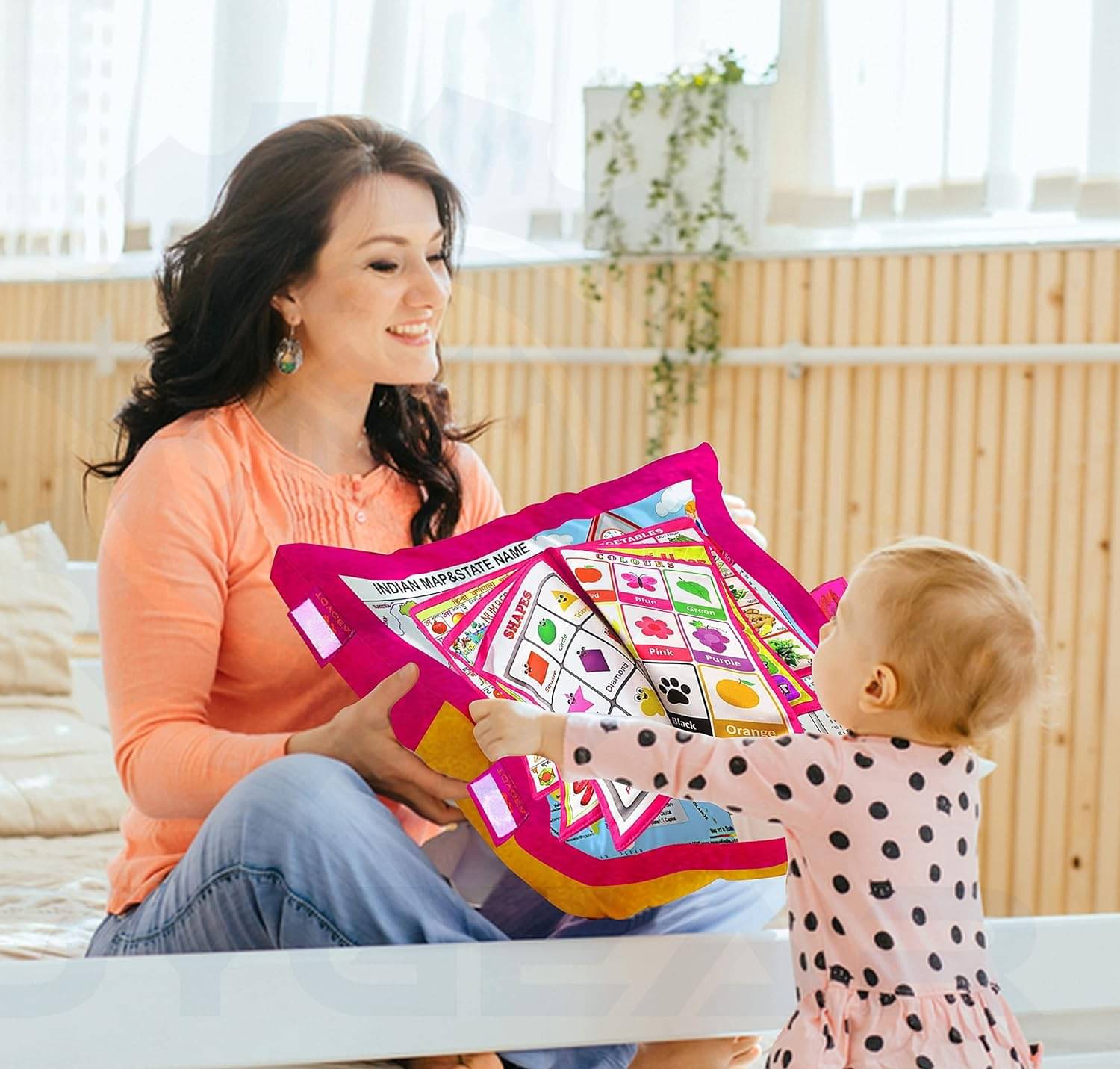     			KRAMOX New Printed Velvet Learning Baby Pillow,Cushion, Toys, Soft Toys, Toddler Pillow, Kids Pillow for Baby Boy, Baby Girl Colour  MULTICOLOUR