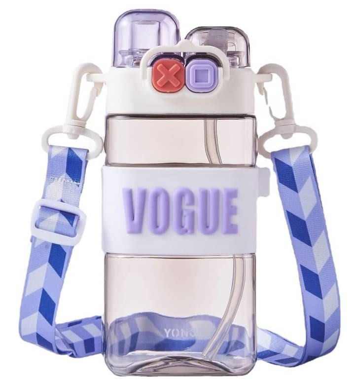     			Little Station Double Pop-Up Lid Dual-Use Water Bottle: Stay Hydrated in Style, Double Drink Water Bottle With Straw And Strap, 550ml