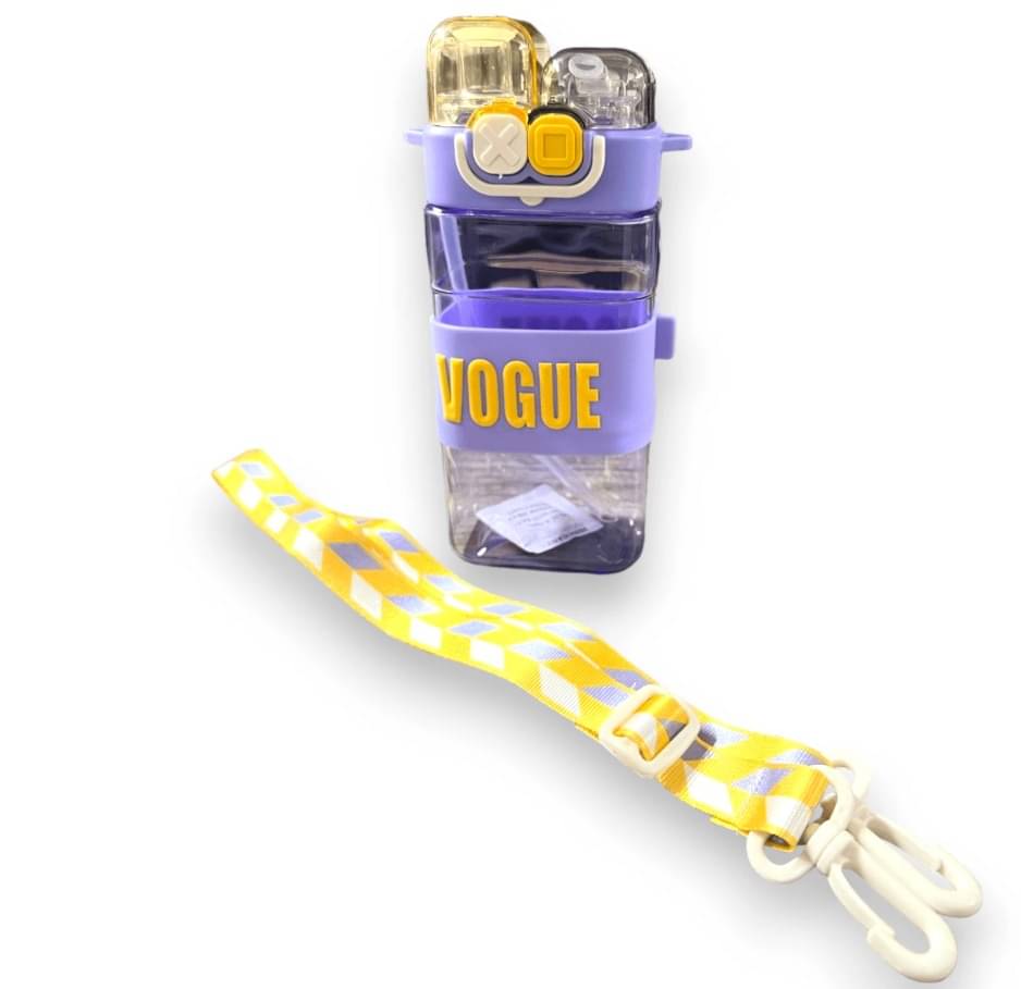     			Little Station Double Pop-Up Lid Dual-Use Water Bottle: Stay Hydrated in Style, Double Drink Water Bottle With Straw And Strap, 550ml