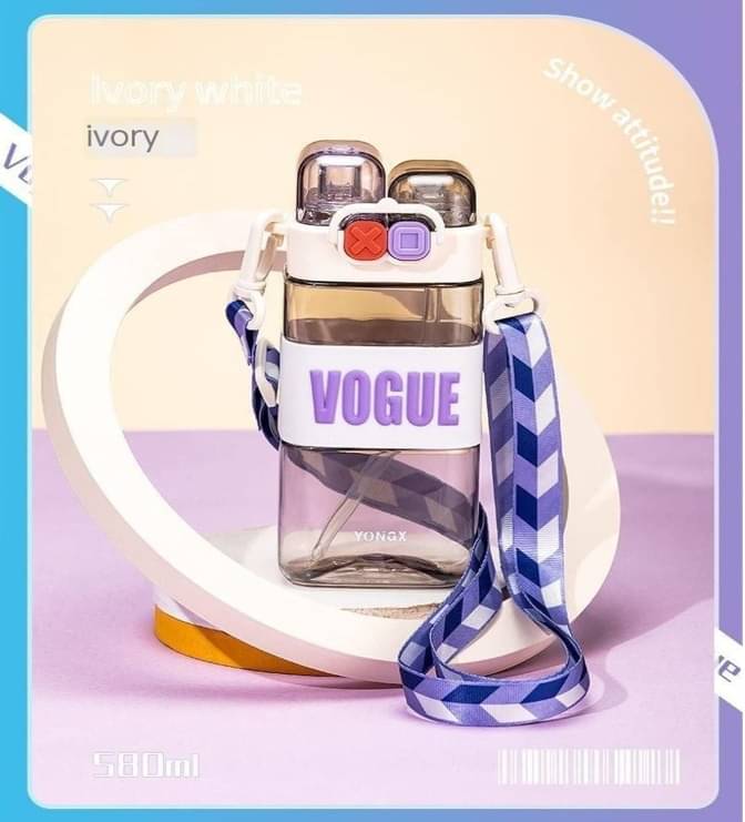     			Little Station Double Pop-Up Lid Dual-Use Water Bottle: Stay Hydrated in Style, Double Drink Water Bottle With Straw And Strap, 550ml