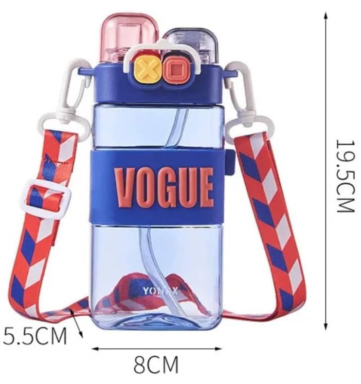     			Little Station Double Pop-Up Lid Dual-Use Water Bottle: Stay Hydrated in Style, Double Drink Water Bottle With Straw And Strap, 550ml