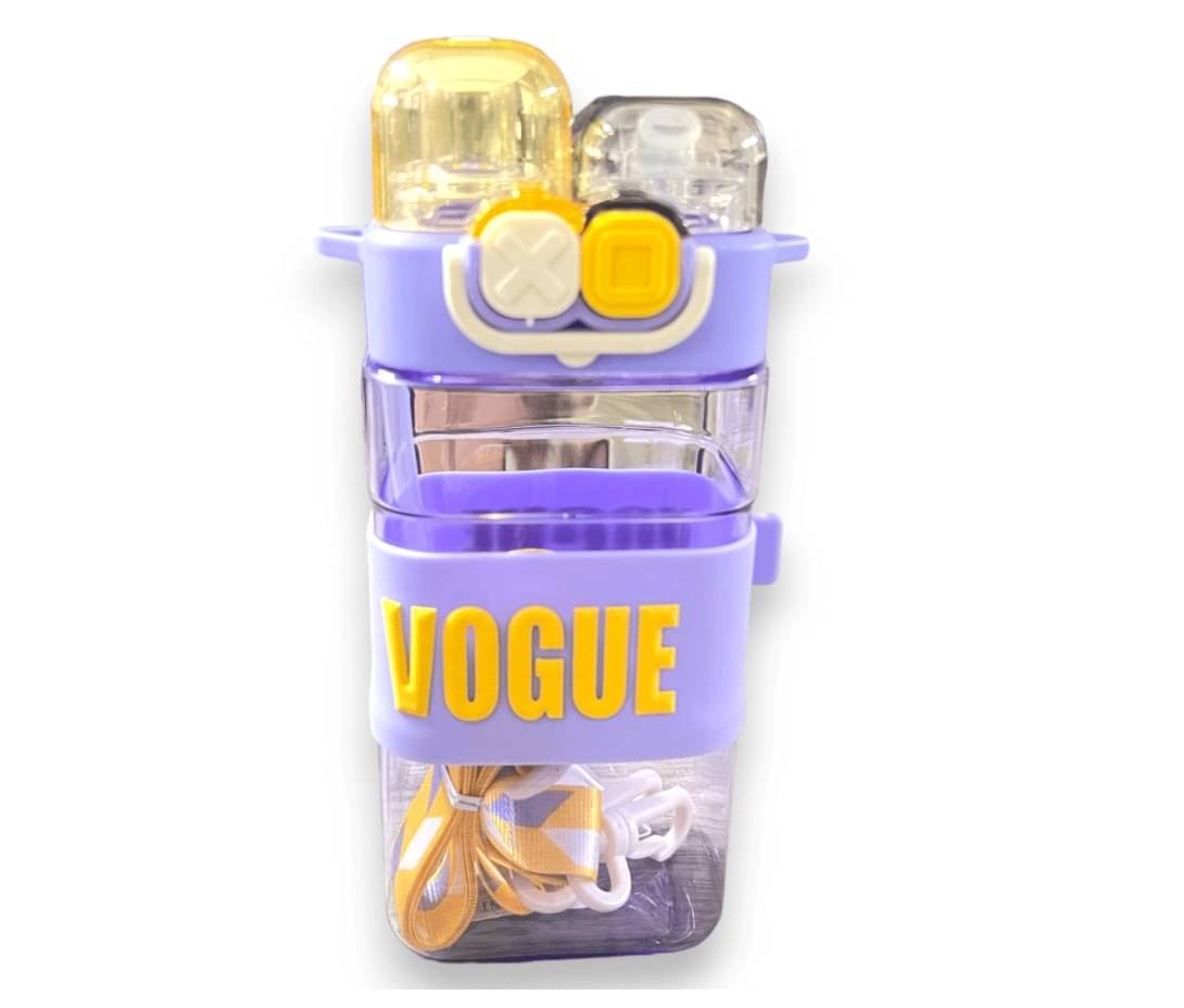     			Little Station Double Pop-Up Lid Dual-Use Water Bottle: Stay Hydrated in Style, Double Drink Water Bottle With Straw And Strap, 550ml