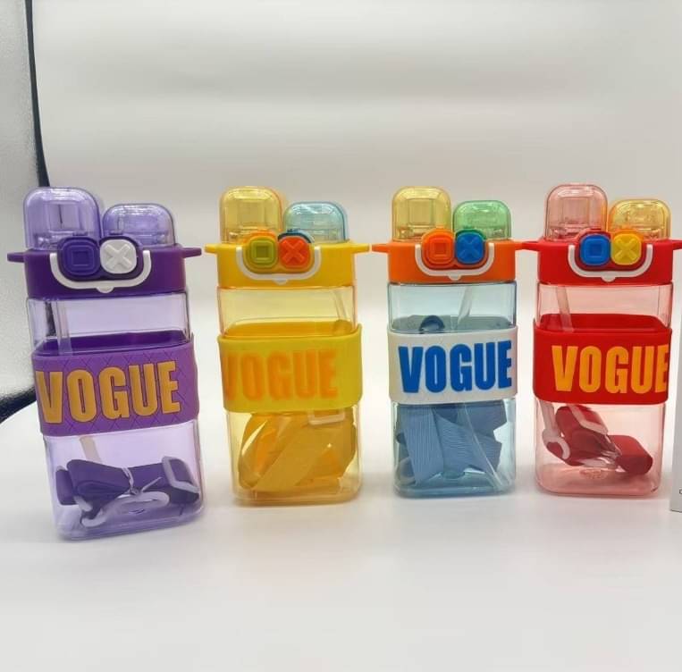     			Little Station Double Pop-Up Lid Dual-Use Water Bottle: Stay Hydrated in Style, Double Drink Water Bottle With Straw And Strap, 550ml