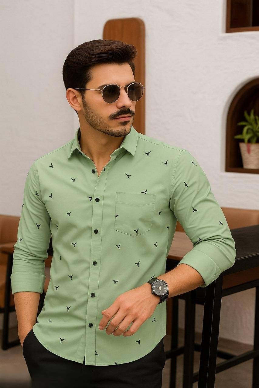 M J Enterprise 100% Cotton Regular Fit Printed Full Sleeves Men's Casual Shirt - Light Green ( Pack of 1 ) M J Enterprise 100% Cotton Regular Fit Printed Full Sleeves Men's Casual Shirt - Light Green ( Pack of 1 )
