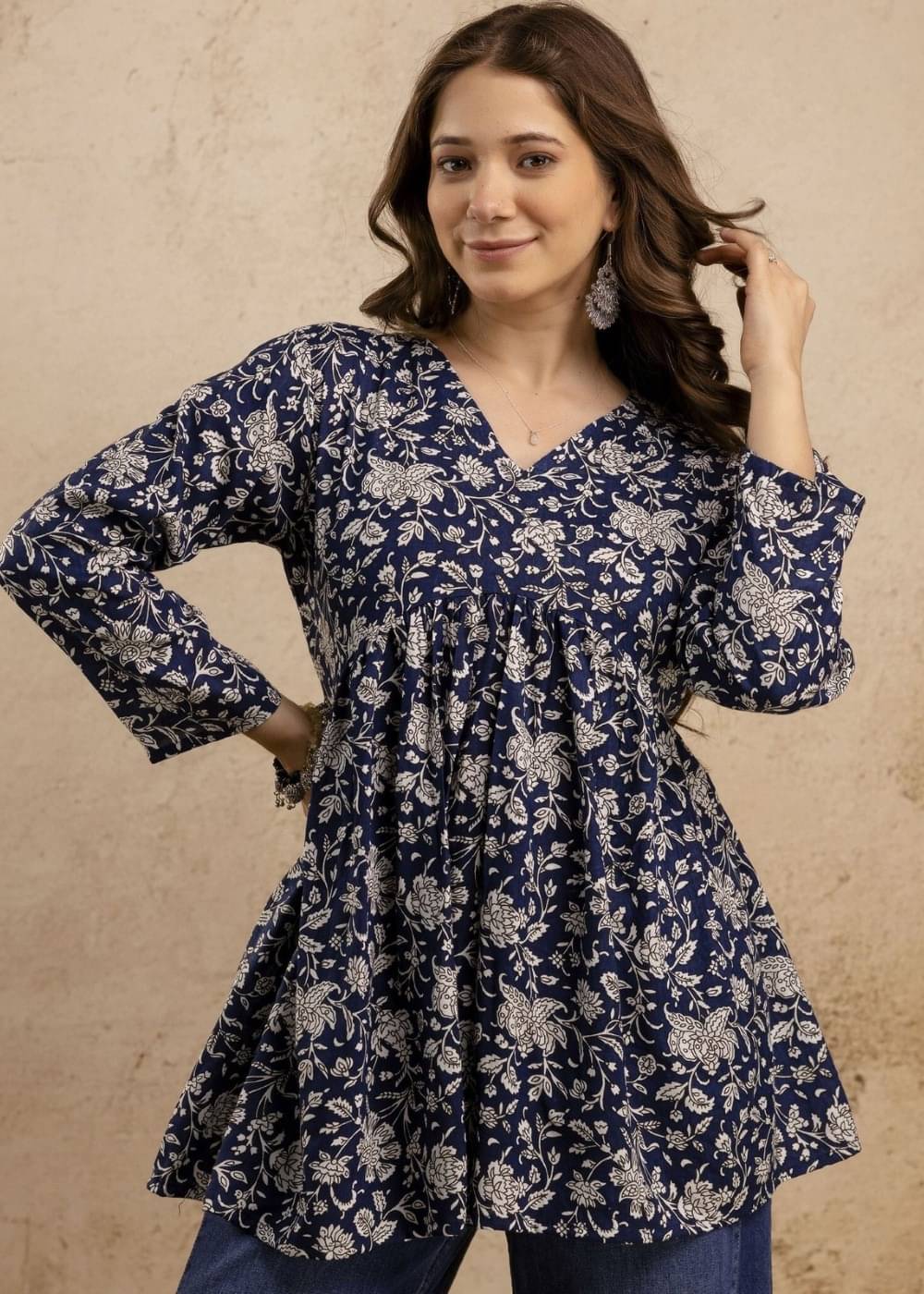     			MIALO FASHION Women Viscose Printed Flared Kurti ( Blue )