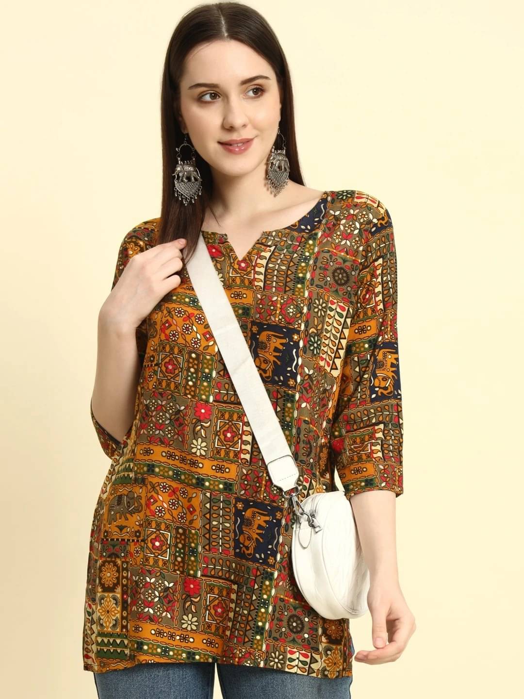     			MIALO FASHION Women Viscose Rayon Printed Straight Kurti ( Yellow )
