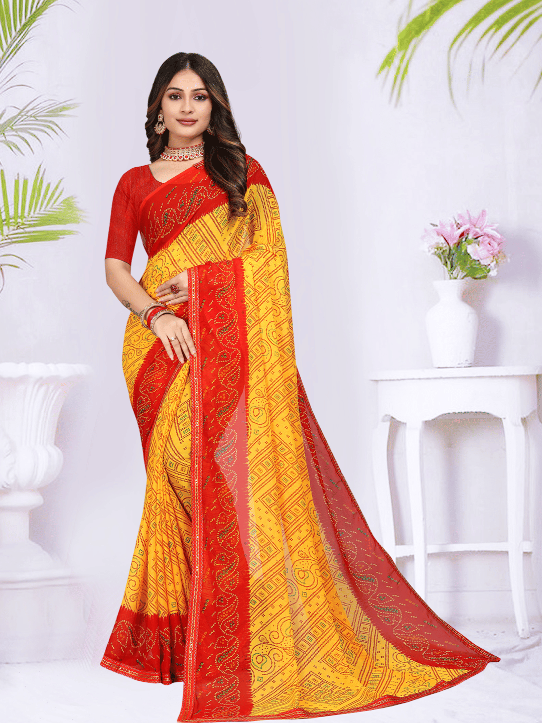     			Maayro Georgette Printed Regular Saree With Unstitched Blouse Piece ( Multicolor 1 )