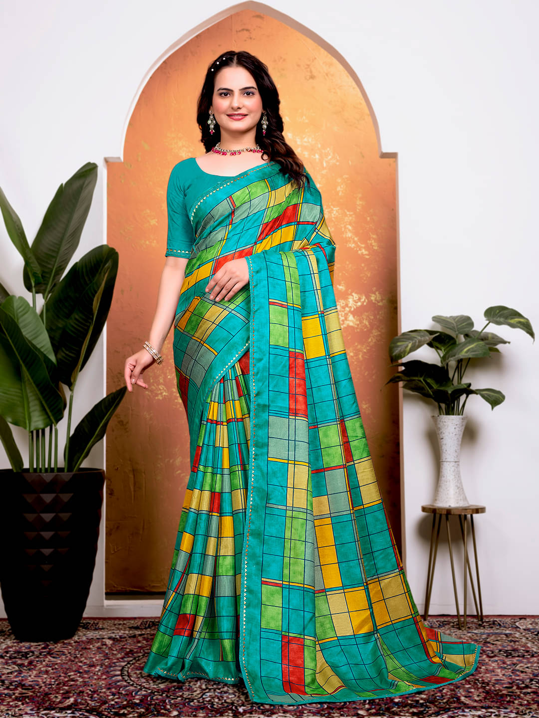 Maayro Georgette Printed Regular Saree With Unstitched Blouse Piece ( Rama ) Maayro Georgette Printed Regular Saree With Unstitched Blouse Piece ( Rama )