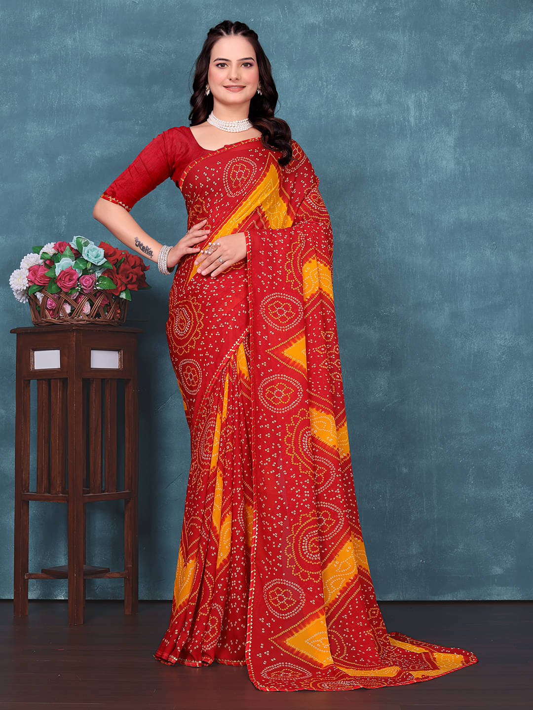     			Maayro Georgette Printed Regular Saree With Unstitched Blouse Piece ( Multicolor )
