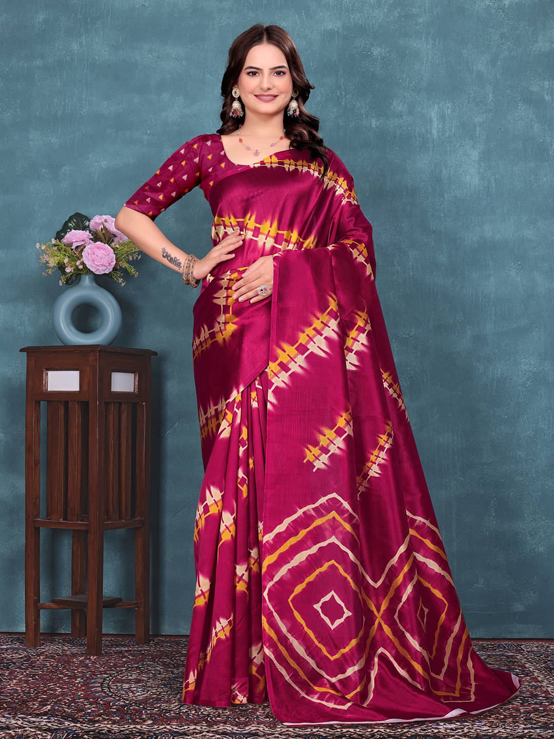     			Maayro Silk Blend Dyed Mysore Silk Sarees With Unstitched Blouse Piece ( Maroon )