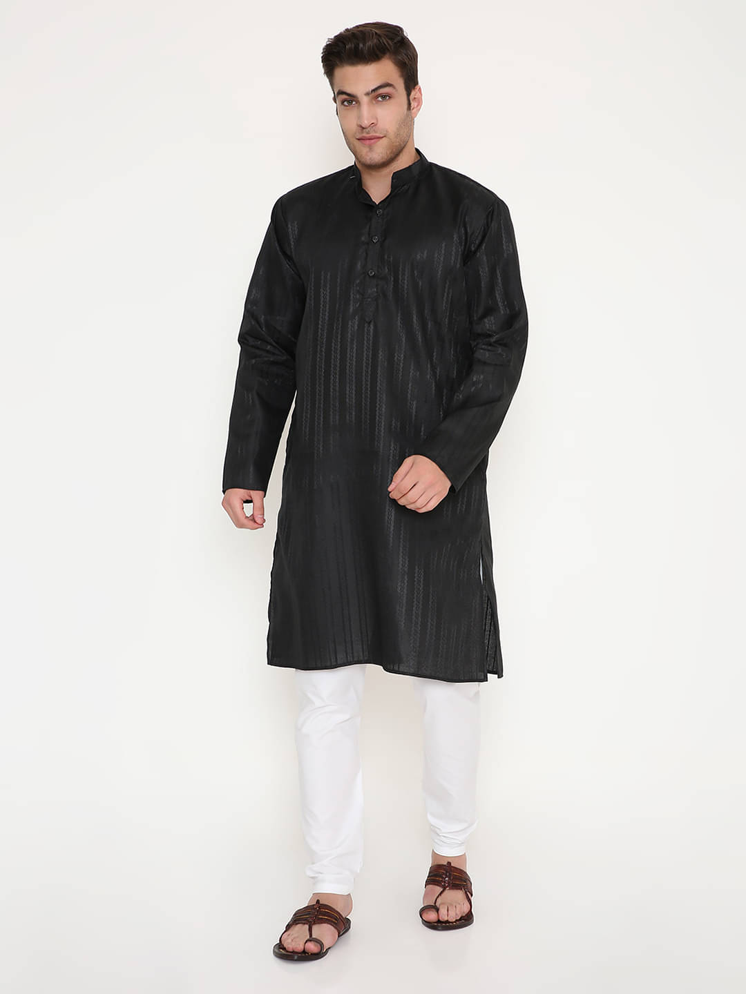 Maharaja Black Viscose Regular Fit Men's Kurta Pyjama Set ( Pack of 1 ) Maharaja Black Viscose Regular Fit Men's Kurta Pyjama Set ( Pack of 1 )