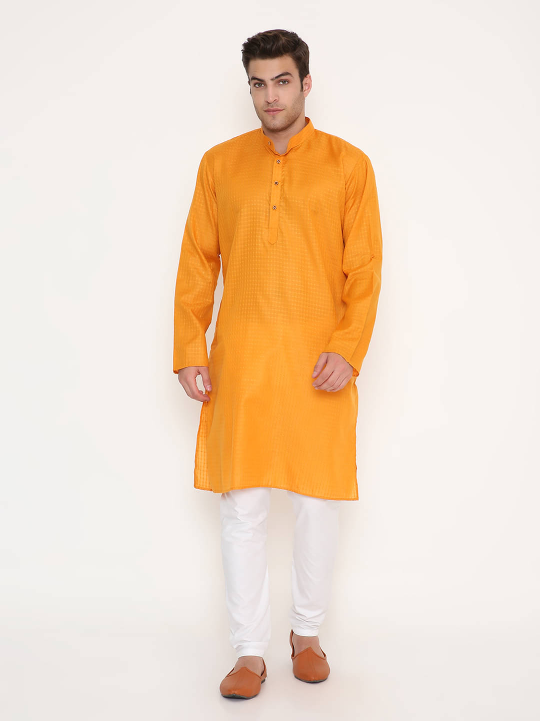 Maharaja Mustard Viscose Regular Fit Men's Kurta Pyjama Set ( Pack of 1 ) Maharaja Mustard Viscose Regular Fit Men's Kurta Pyjama Set ( Pack of 1 )