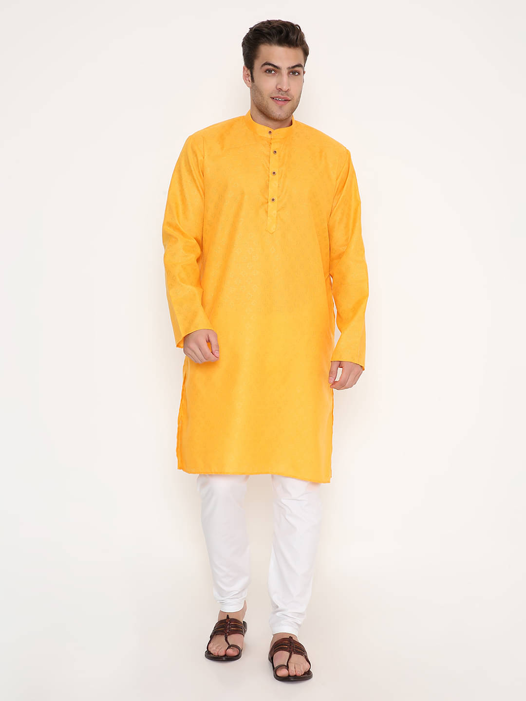     			Maharaja Mustard Viscose Regular Fit Men's Kurta Pyjama Set ( Pack of 1 )