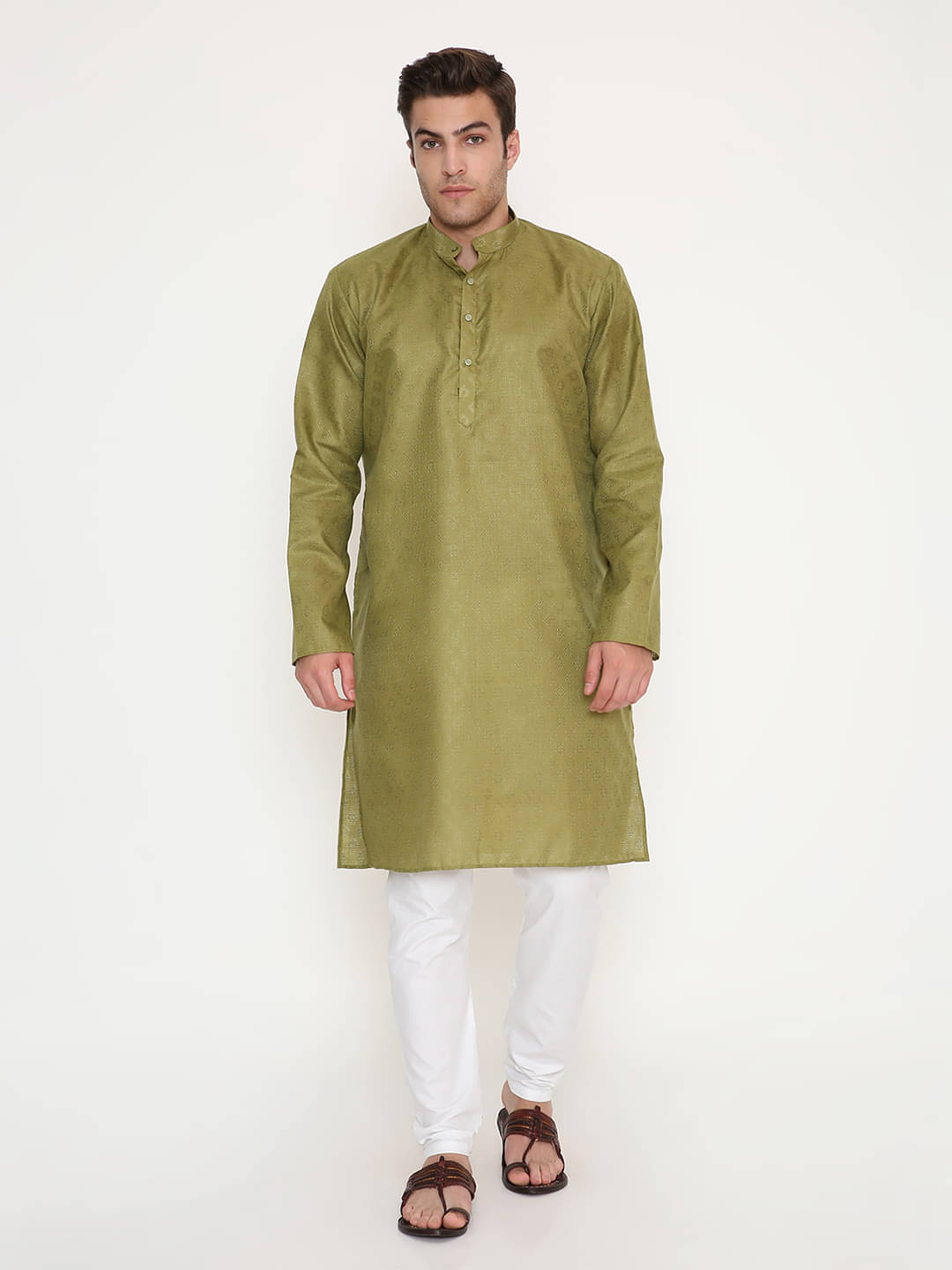     			Maharaja Olive Green Viscose Regular Fit Men's Kurta Pyjama Set ( Pack of 1 )
