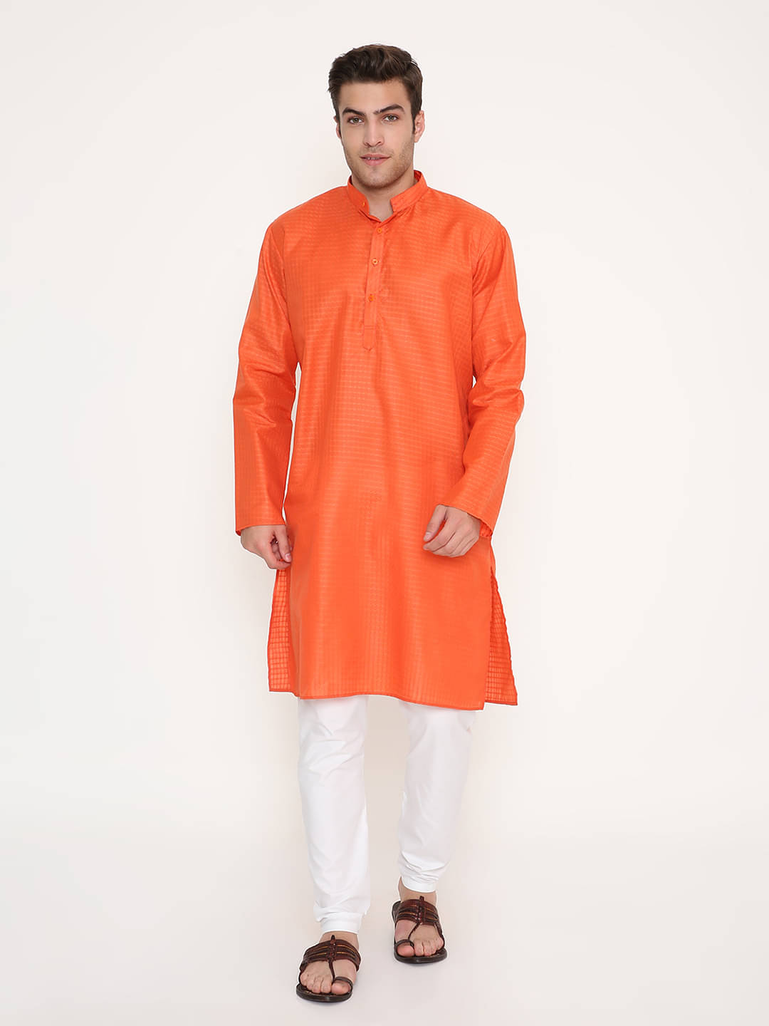Maharaja Orange Viscose Regular Fit Men's Kurta Pyjama Set ( Pack of 1 ) Maharaja Orange Viscose Regular Fit Men's Kurta Pyjama Set ( Pack of 1 )